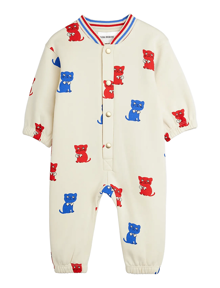 Mini Rodini - Kittens aop baby onesie - buksedragter - off-white - 0