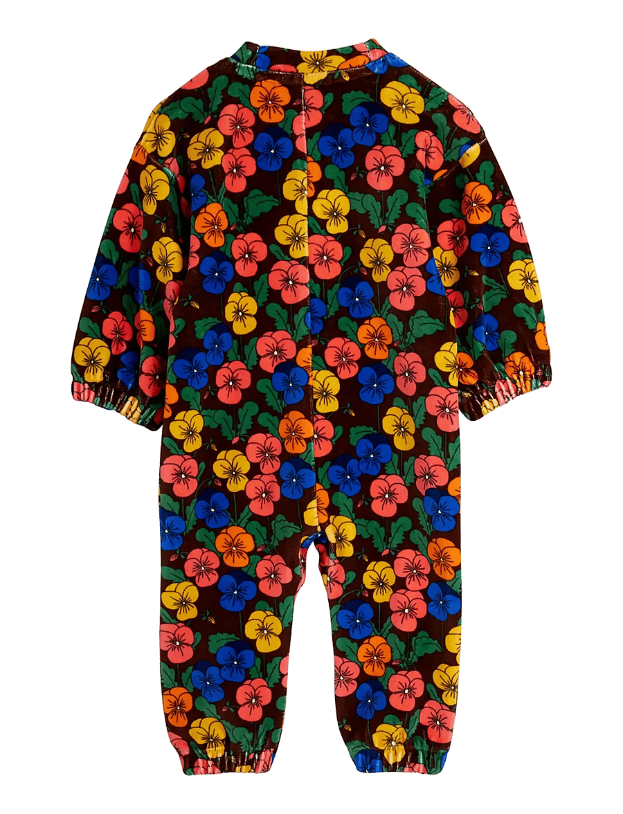 Mini Rodini - Violas aop velour onesie - jumpsuits - multi - 1