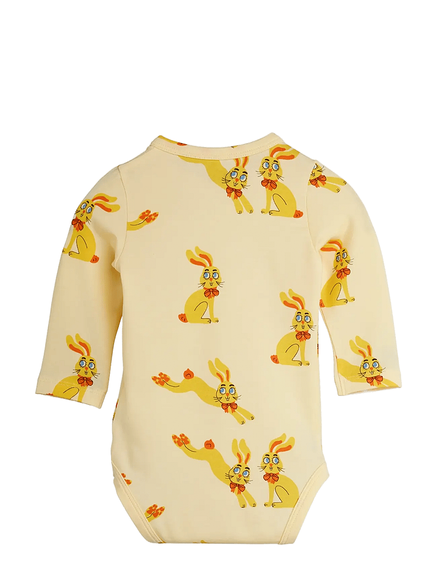 Mini Rodini - Rabbits aop ls body - pikkade varrukatega bodid - yellow - 1