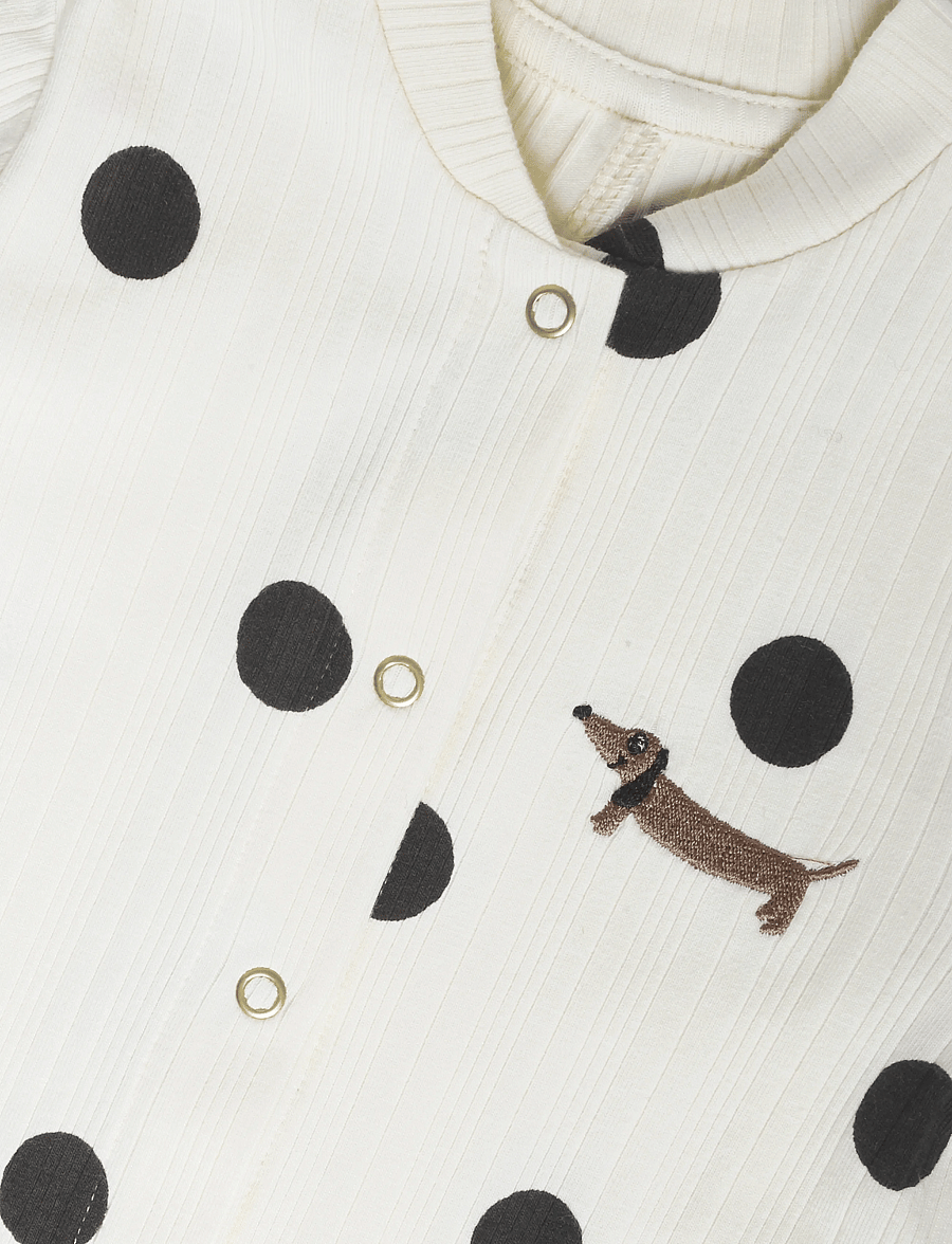 Mini Rodini - Dots aop dog jumpsuit - buksedragter - off-white - 2