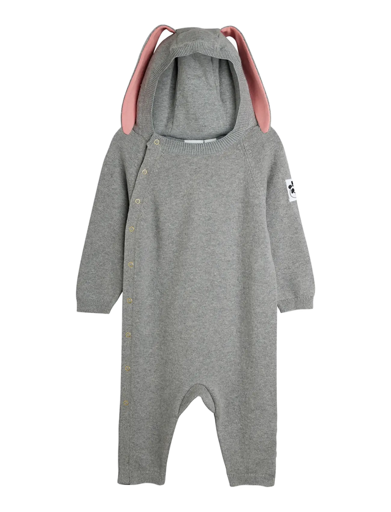 Mini Rodini Rabbit ear fine knit baby jumpsuit - Byxdress - GREY MELANGE / grey