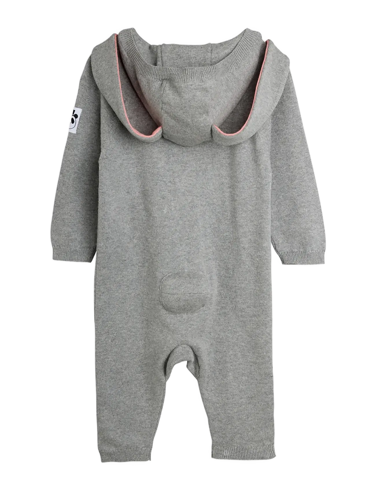 Mini Rodini - Rabbit ear fine knit baby jumpsuit - grey melange - 1