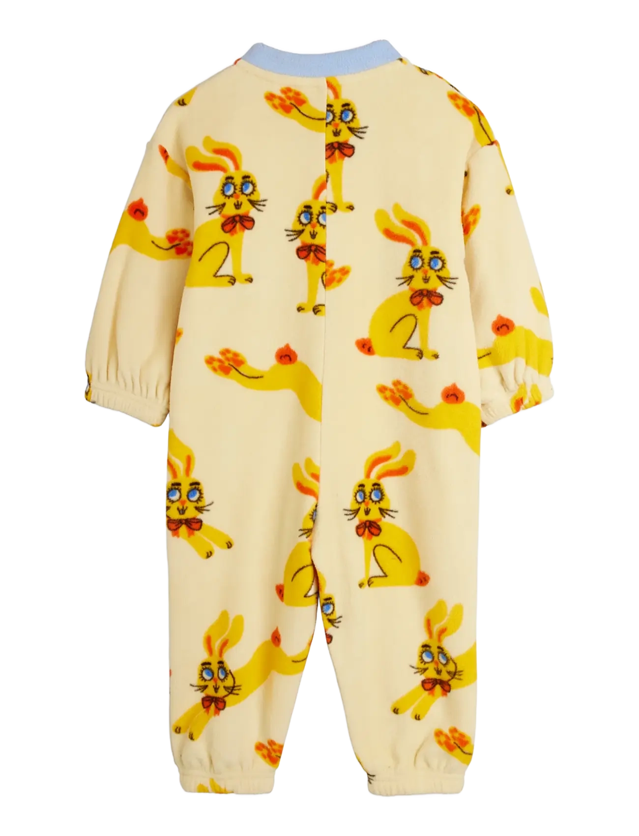 Mini Rodini - Rabbits aop fleece onesie - yellow - 1