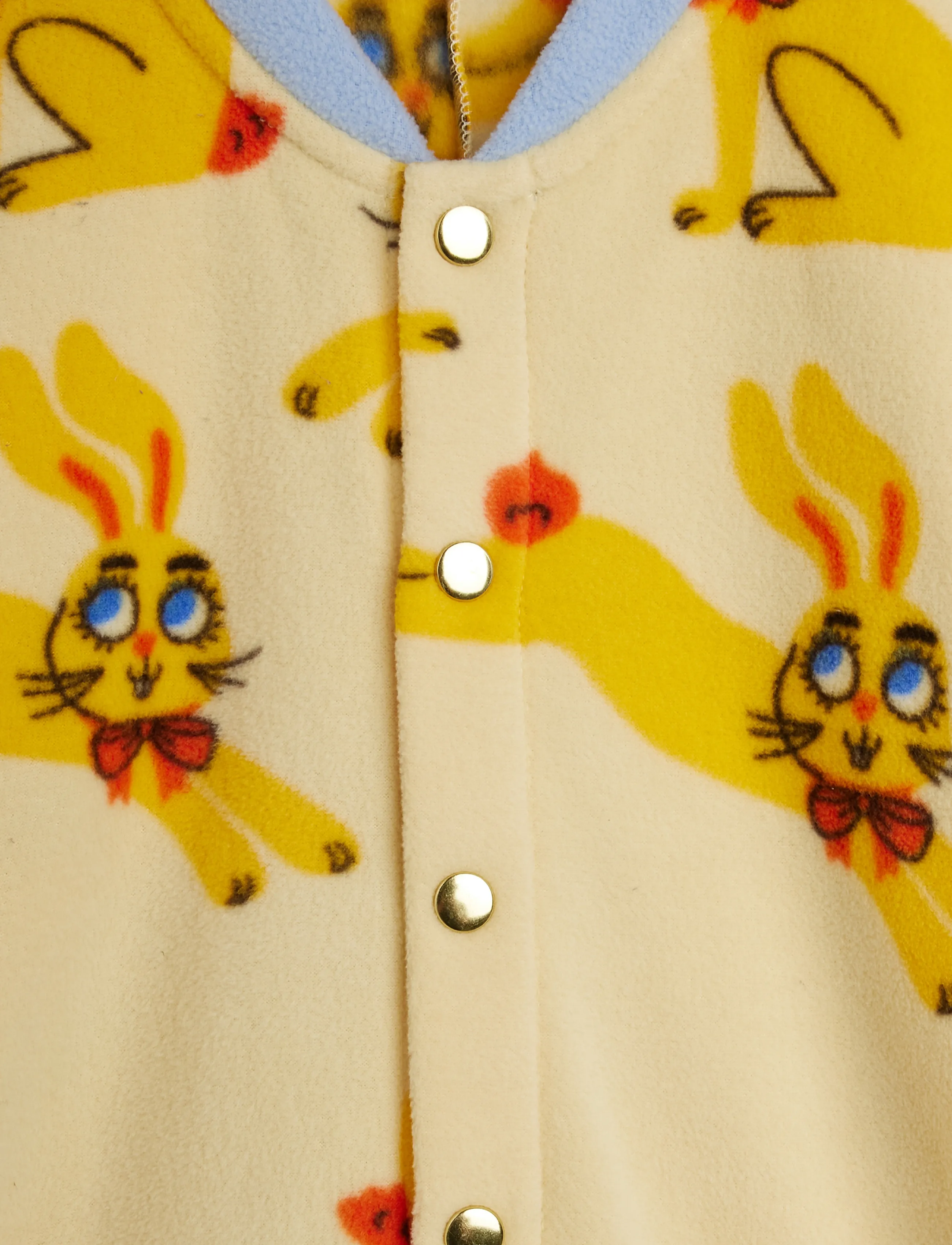 Mini Rodini - Rabbits aop fleece onesie - yellow - 2