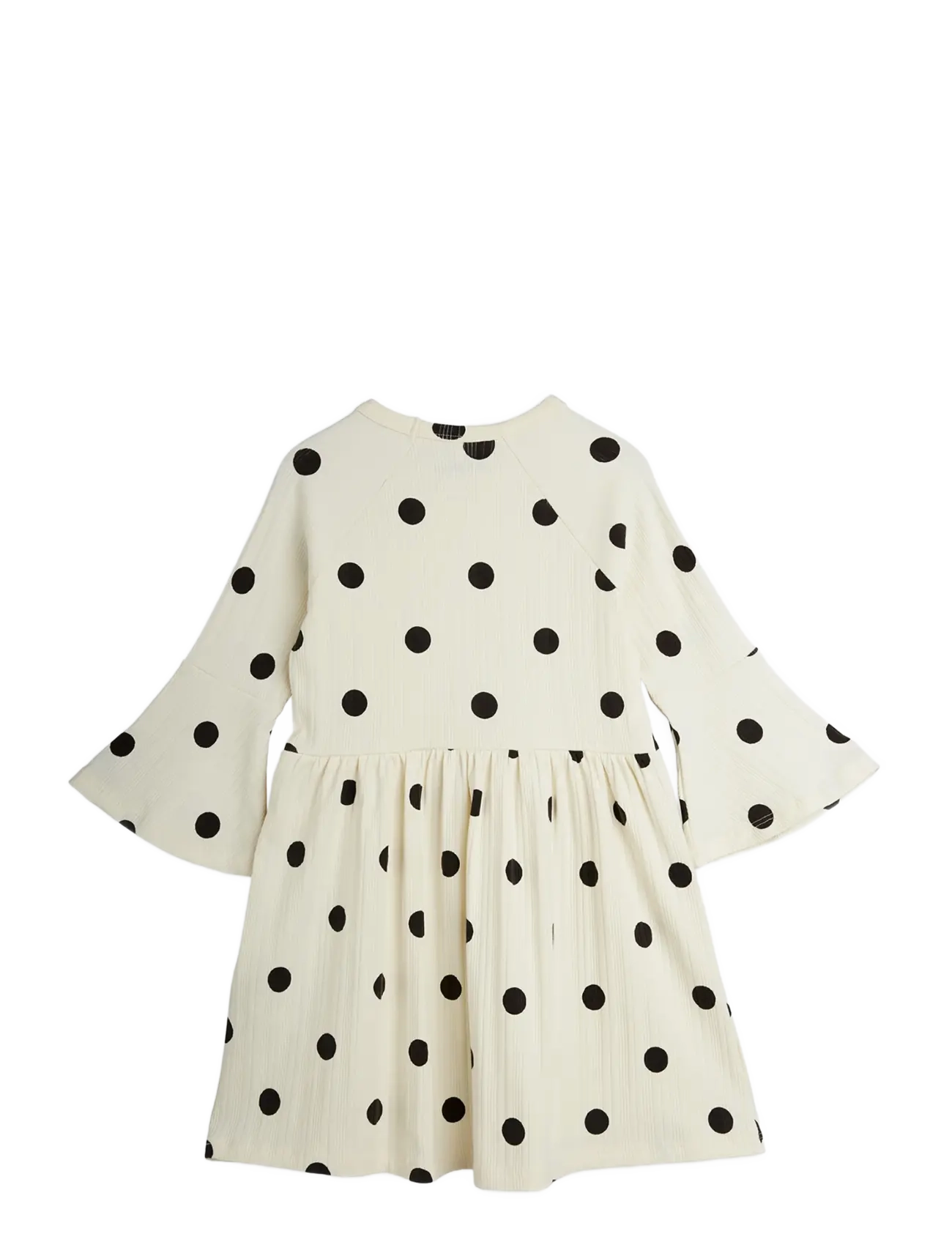 Mini Rodini - Dots aop dog trumpet sleeve dress - långärmade babyklänningar - offwhite - 1