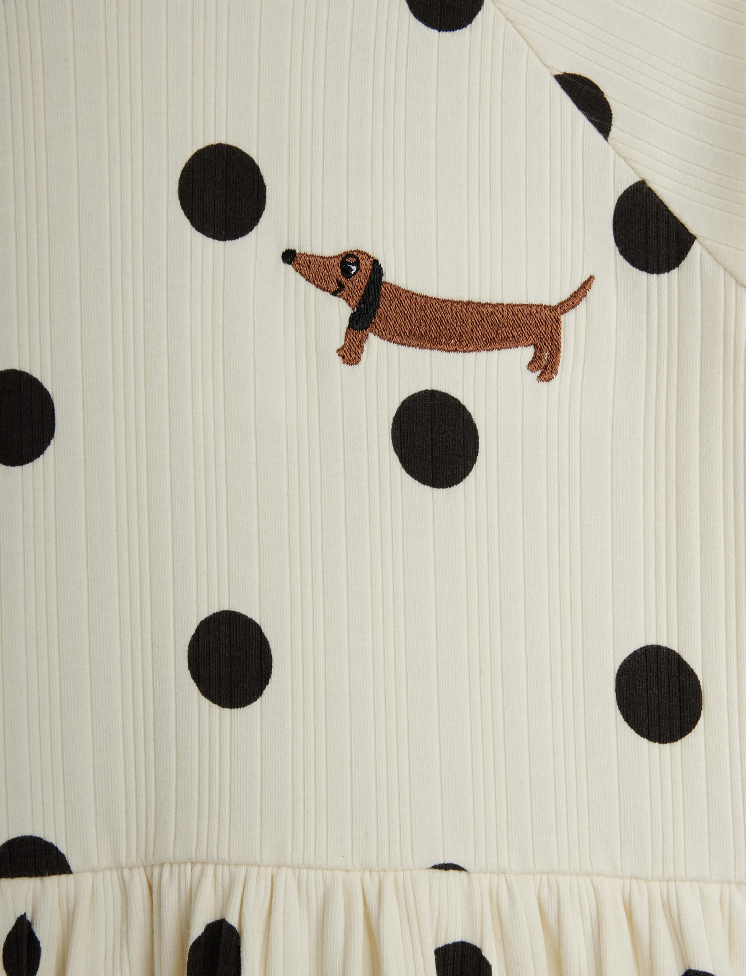 Mini Rodini - Dots aop dog trumpet sleeve dress - långärmade babyklänningar - offwhite - 2