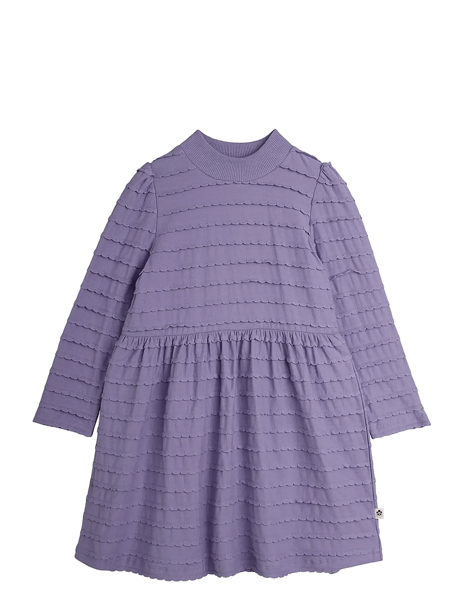 Mini Rodini - Textured frill ls dress - långärmade babyklänningar - purple - 0