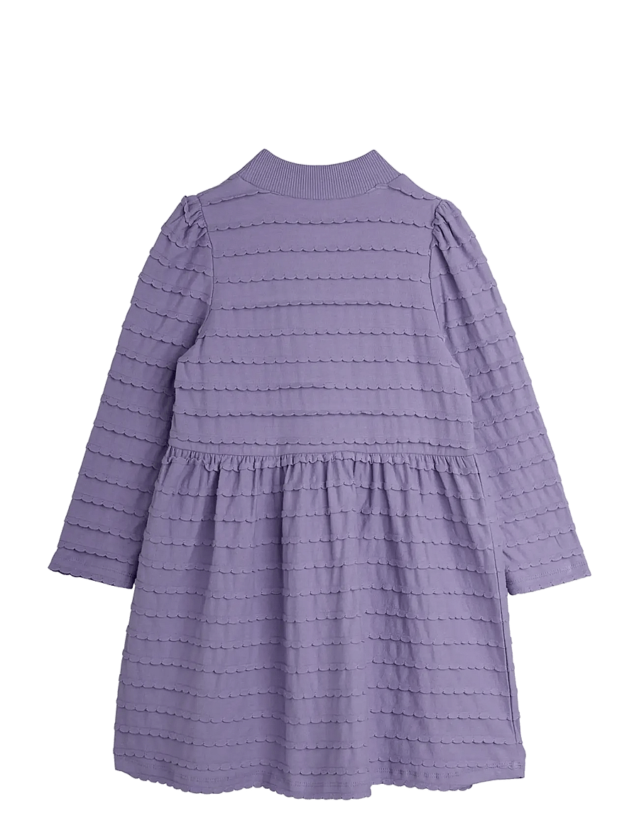 Mini Rodini - Textured frill ls dress - långärmade babyklänningar - purple - 1