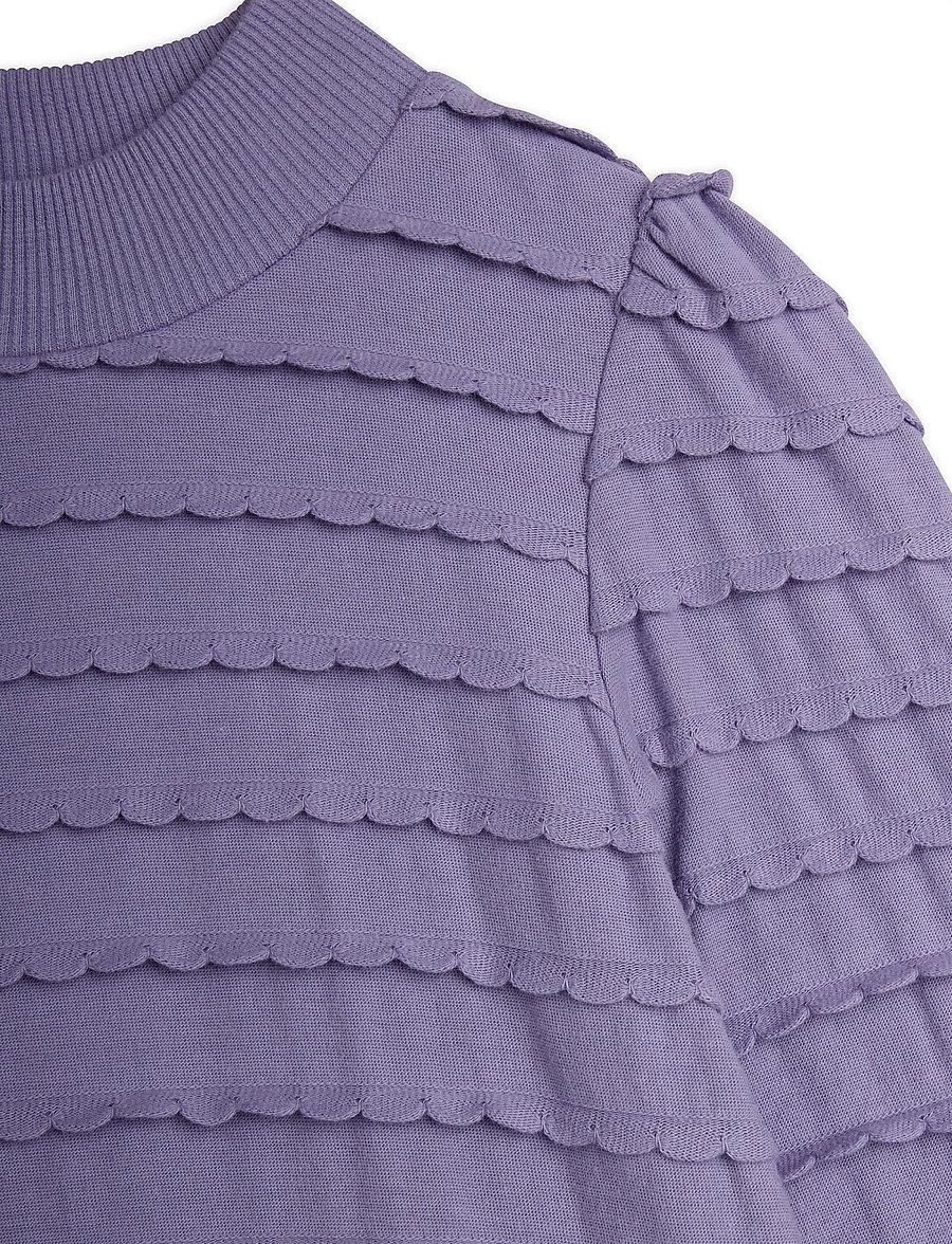 Mini Rodini - Textured frill ls dress - långärmade babyklänningar - purple - 2