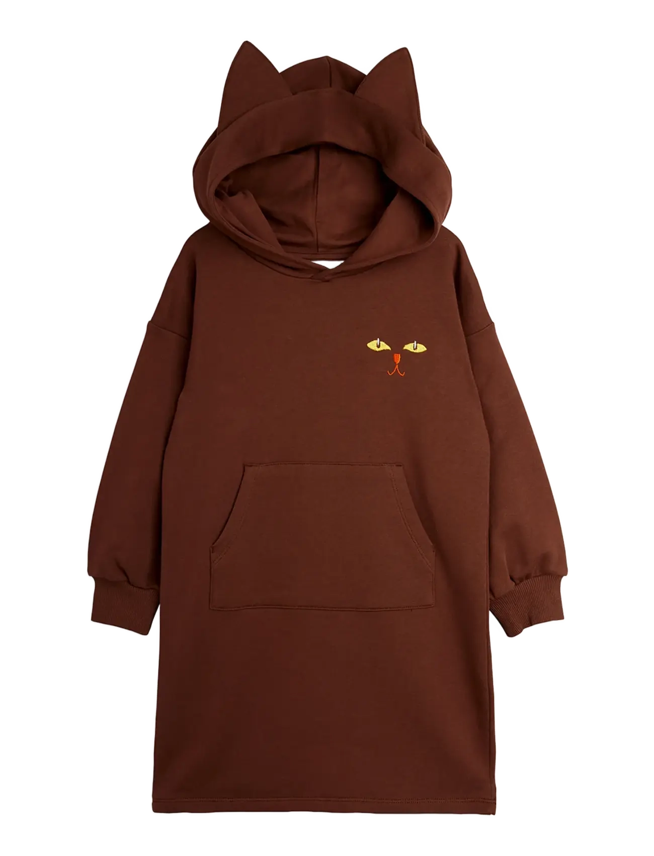 Mini Rodini Cat ears hoodie sweatdress - New Arrivals - BROWN / brown