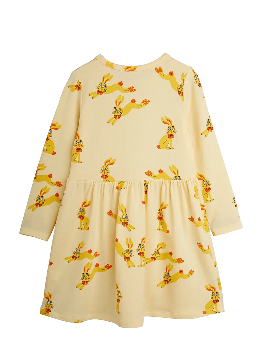 Mini Rodini - Rabbits aop ls dress - pikkade varrukatega beebikleidid - yellow - 1