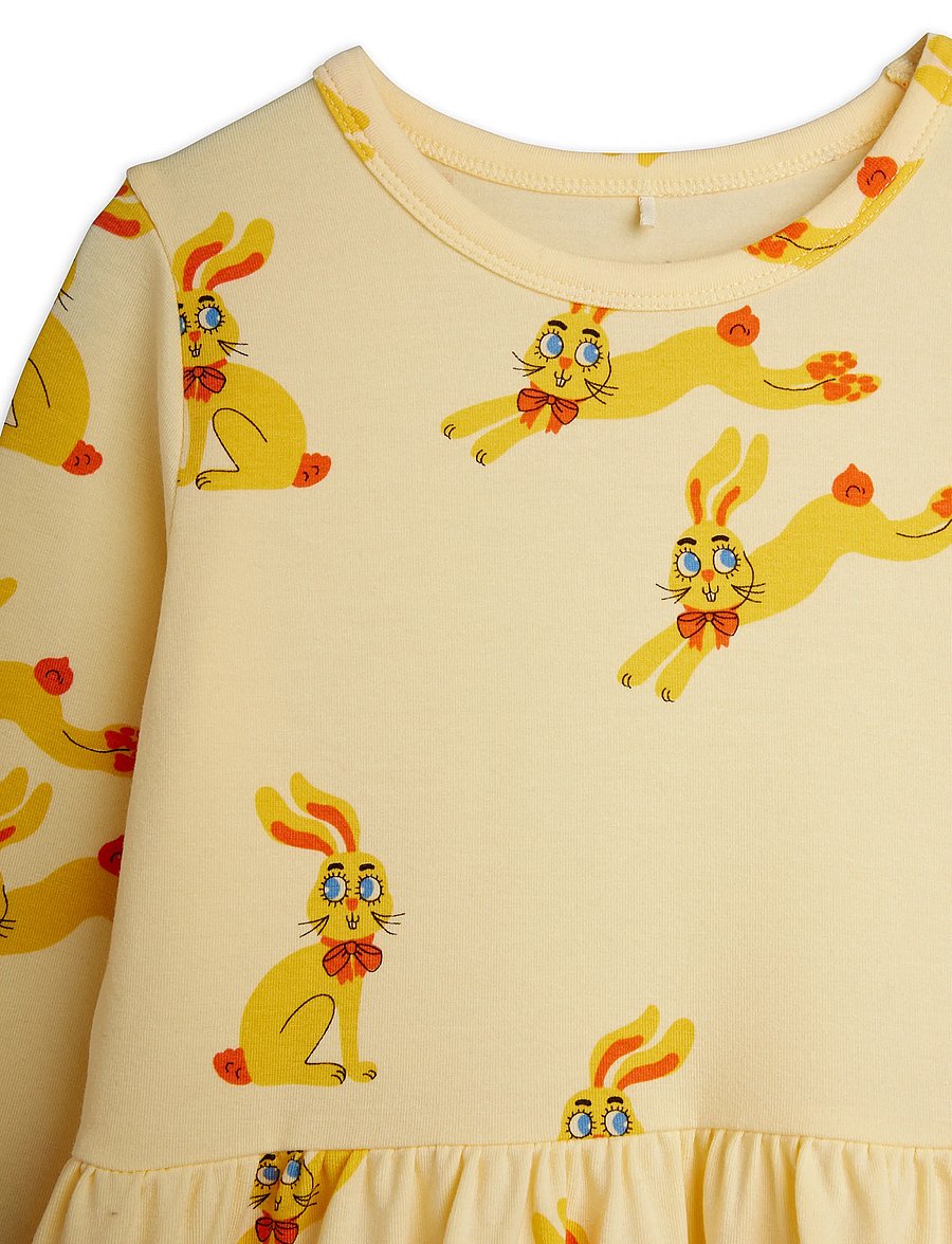 Mini Rodini - Rabbits aop ls dress - pikkade varrukatega beebikleidid - yellow - 2