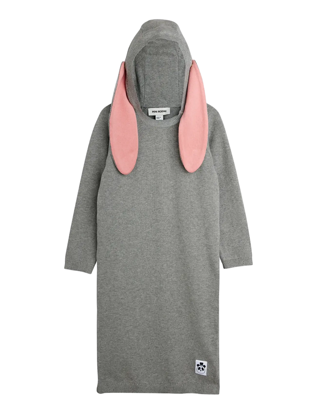 Mini Rodini Rabbit ear fine knit dress - Kjoler & Nederdele - GREY MELANGE / grey
