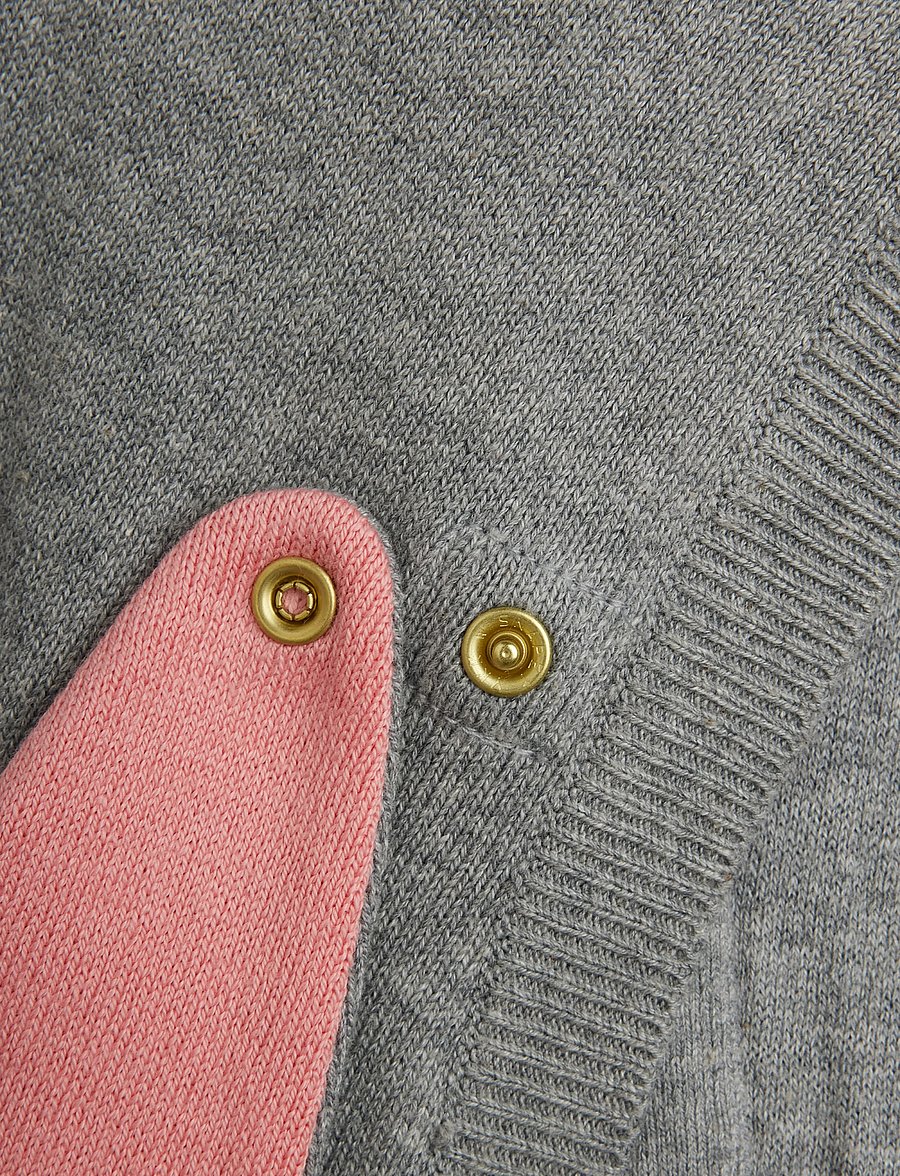 Mini Rodini - Rabbit ear fine knit dress - langærmede babykjoler - grey melange - 2