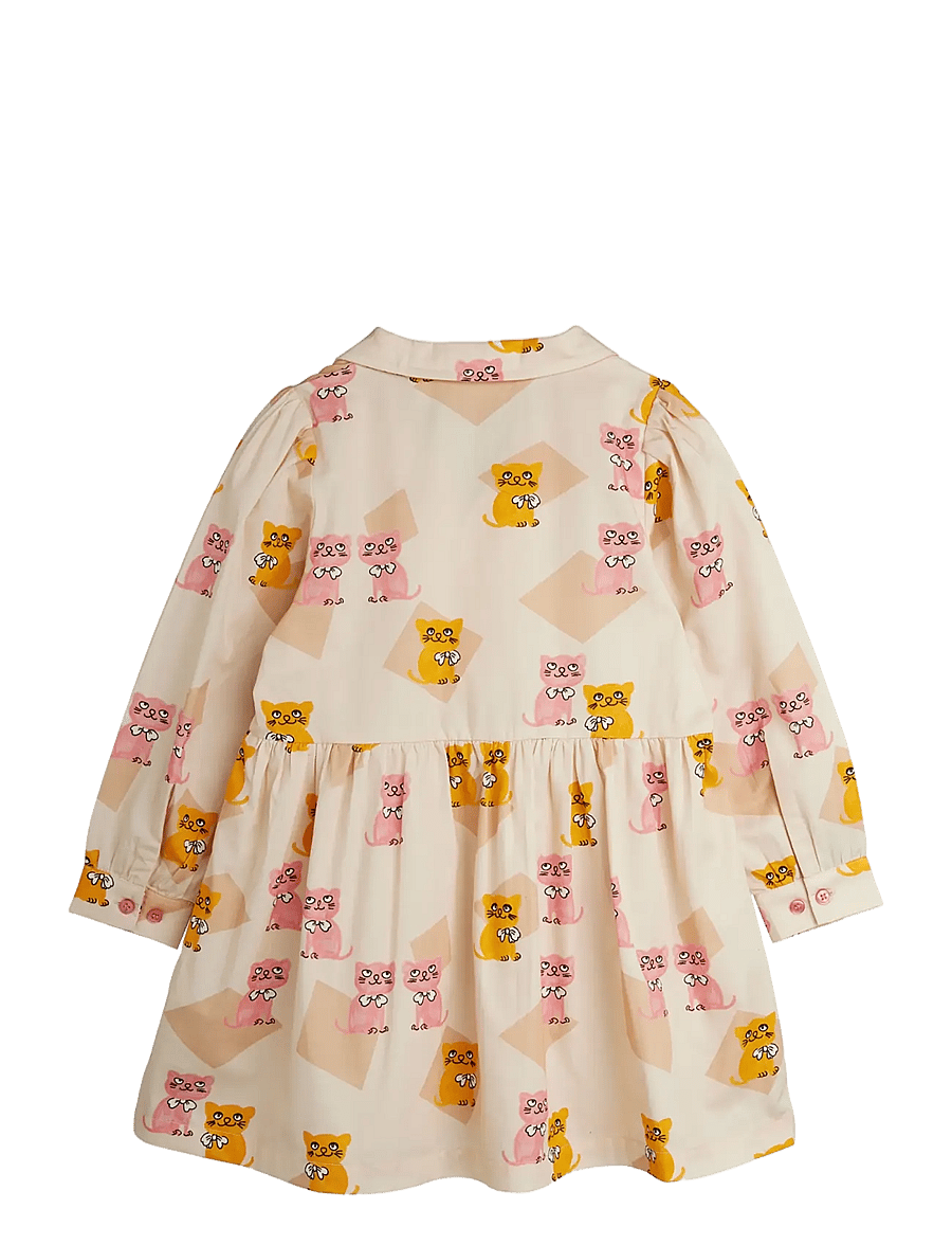 Mini Rodini - Kittens aop woven ls dress - långärmade babyklänningar - multi - 1