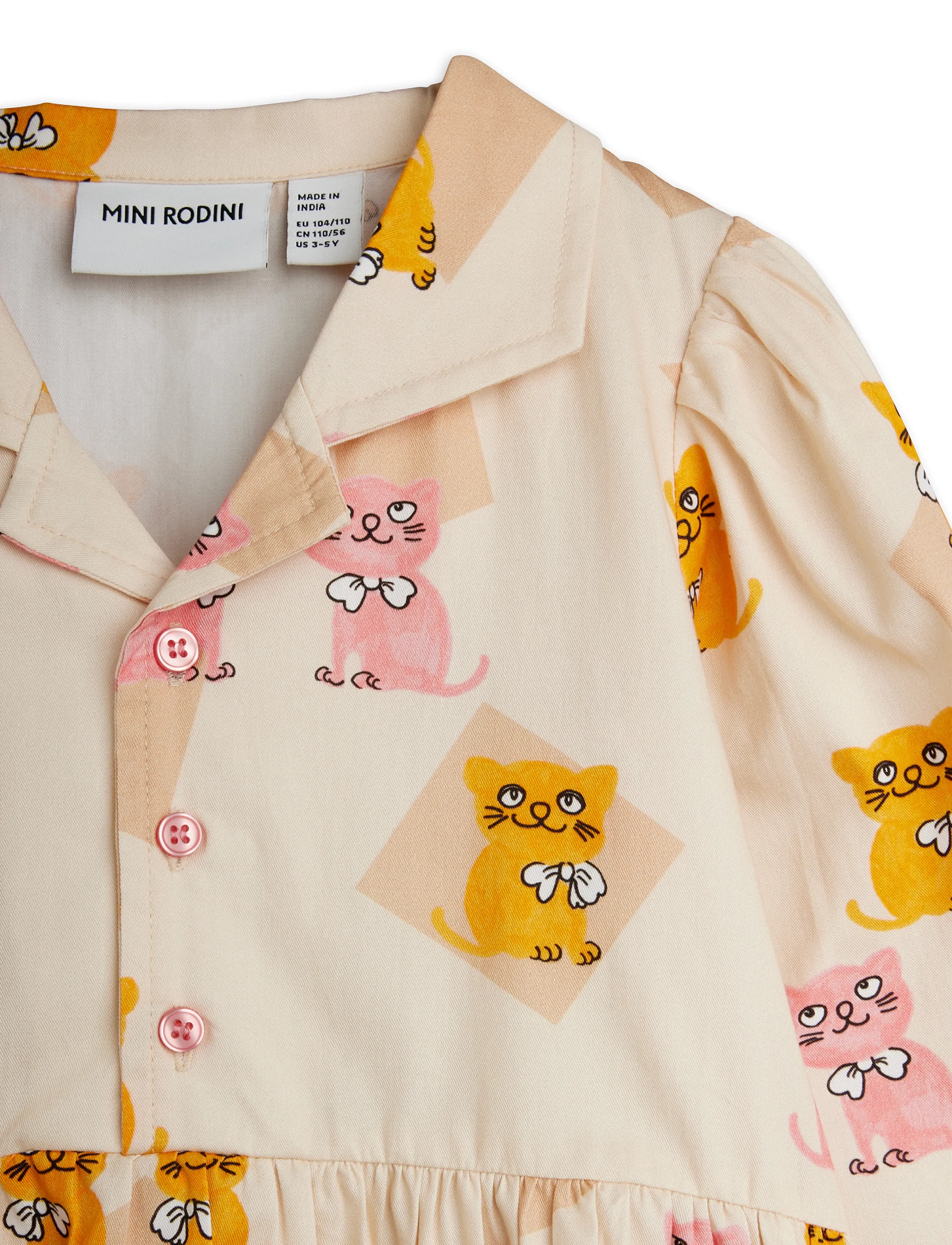 Mini Rodini - Kittens aop woven ls dress - långärmade babyklänningar - multi - 2