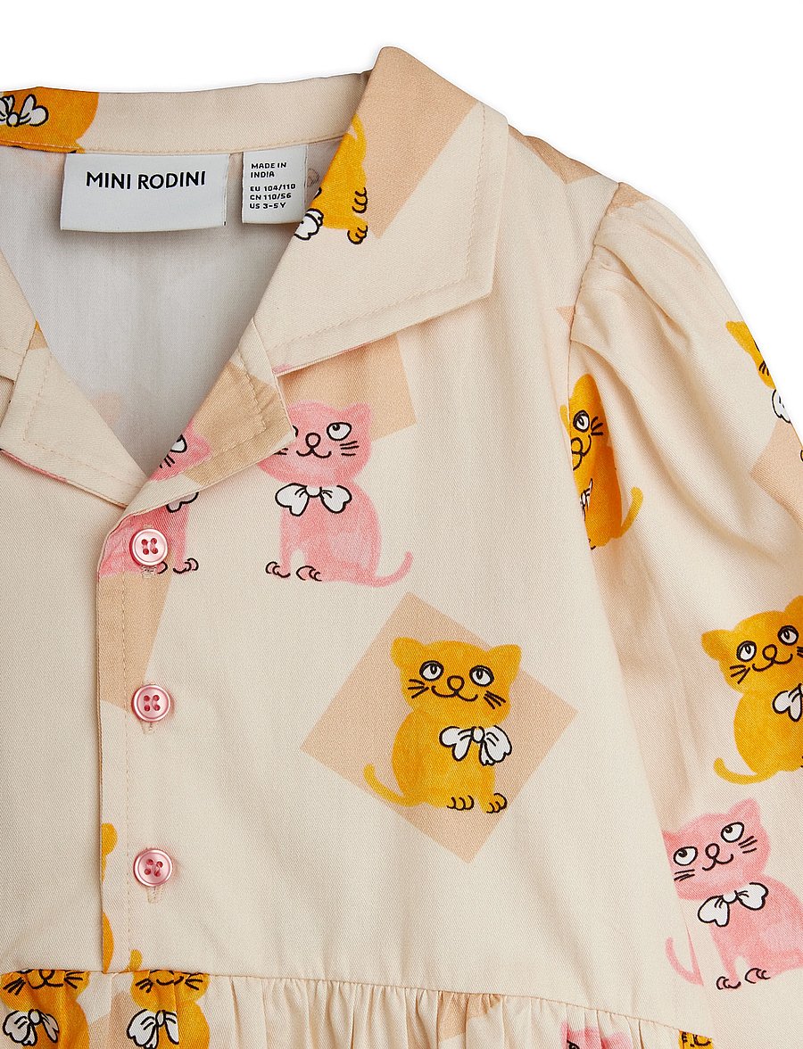 Mini Rodini - Kittens aop woven ls dress - långärmade babyklänningar - multi - 2