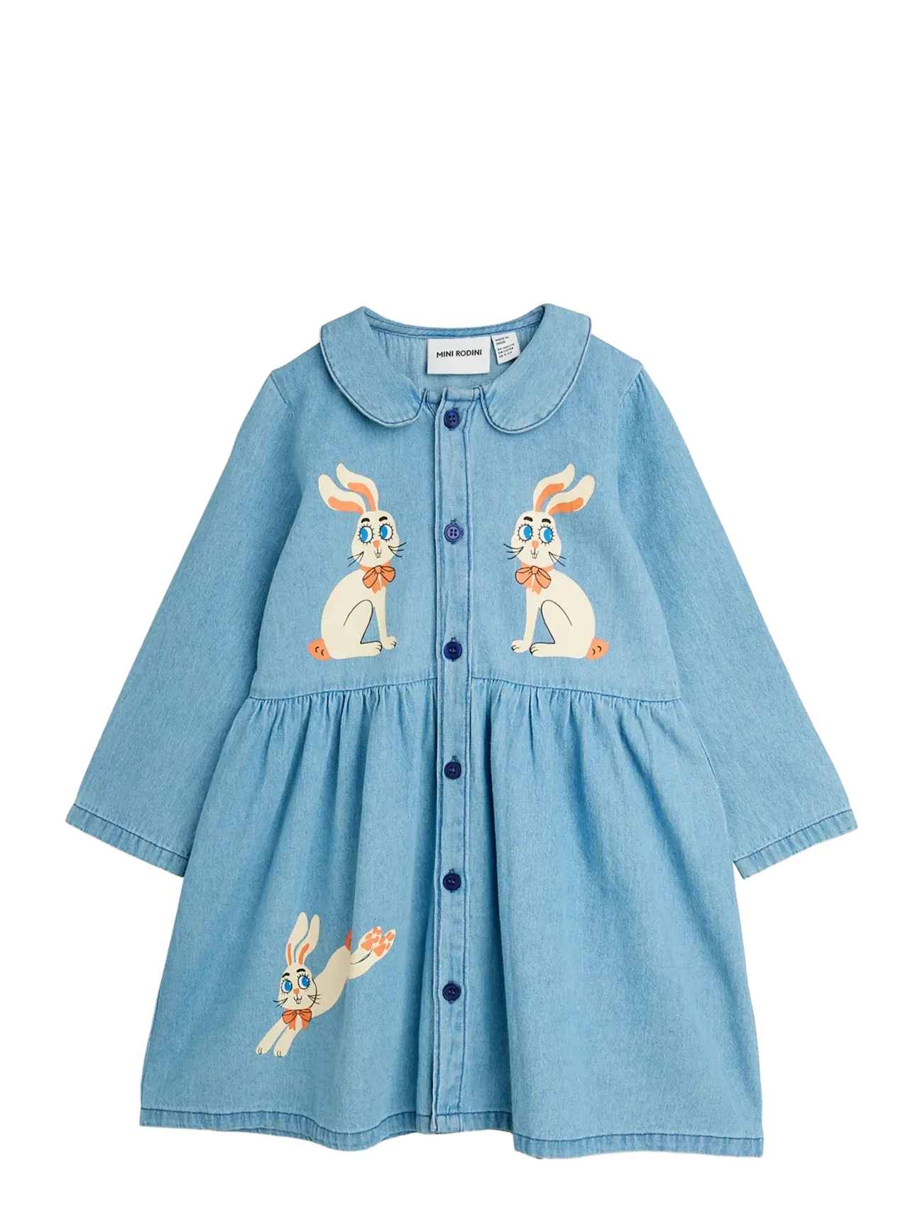 Mini Rodini LW denim rabbit sp woven dress - New Arrivals - BLUE / blue
