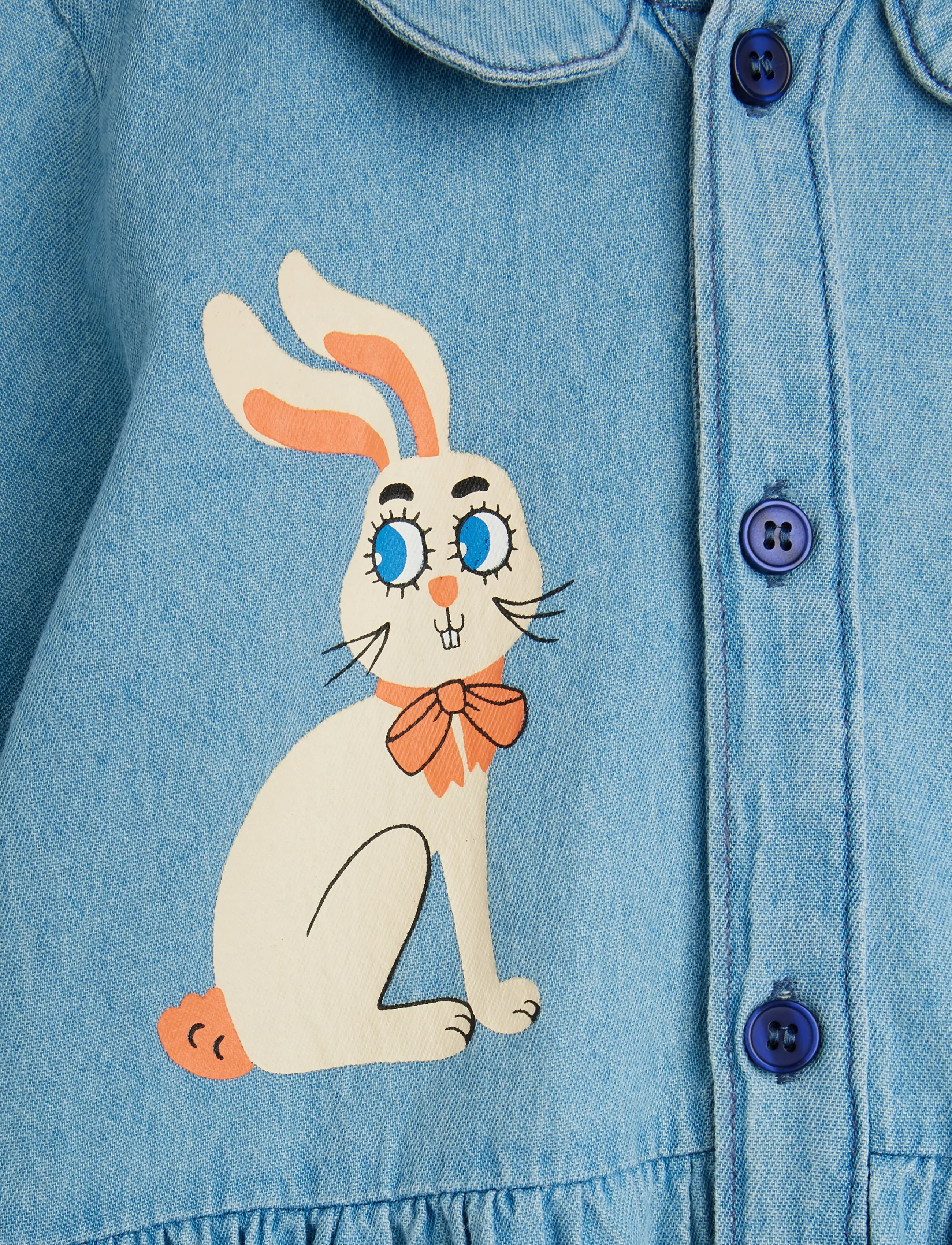 Mini Rodini - LW denim rabbit sp woven dress - blue - 2