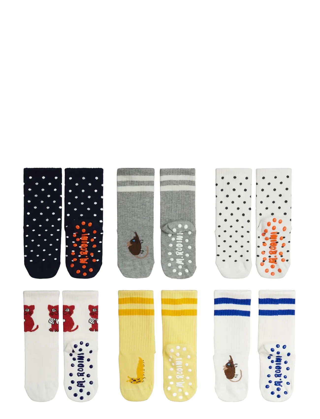 Mini Rodini - Kitten 6-pack anti-slip socks - beebisokid - multi - 1