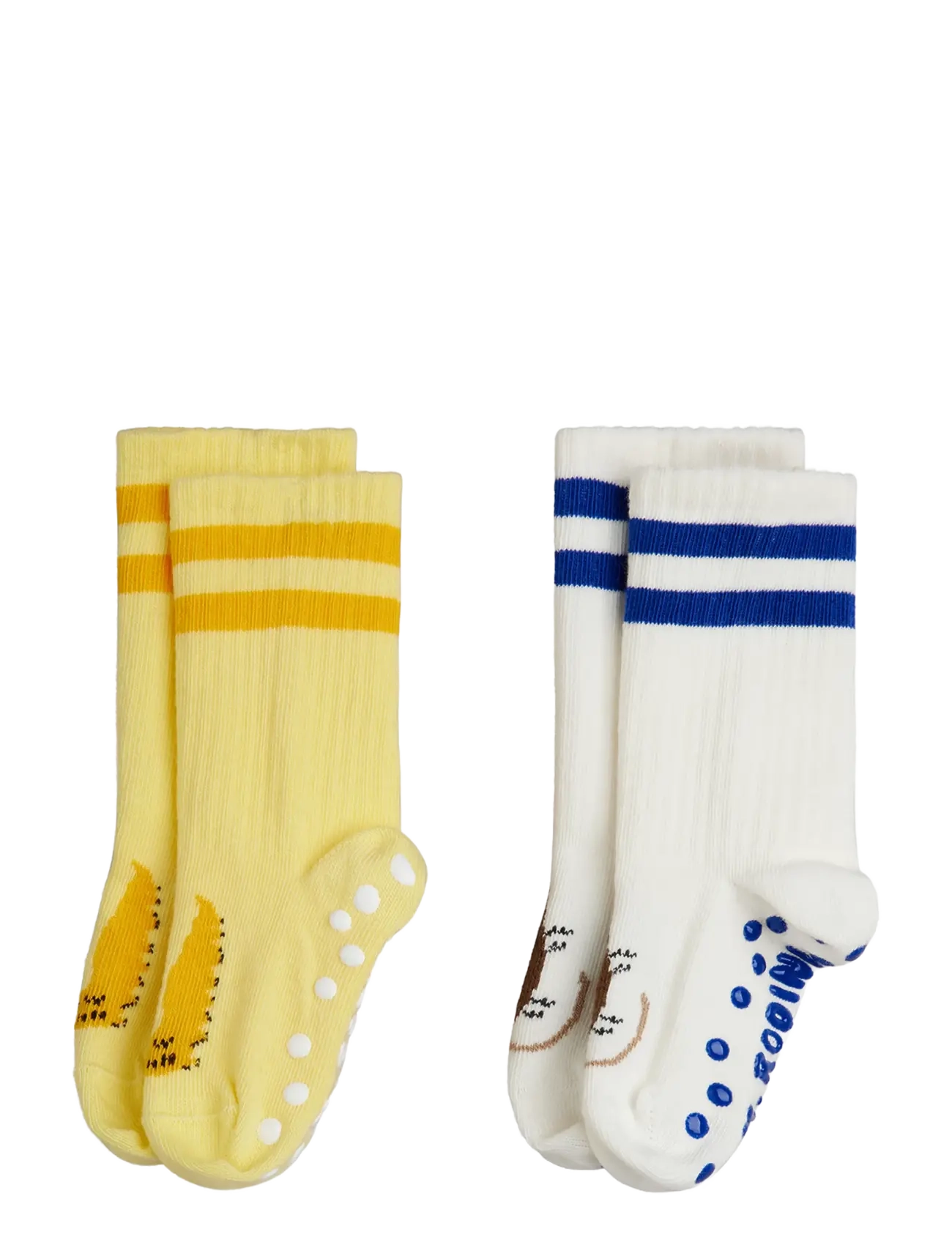 Mini Rodini Velvet Worm 2-Pack Anti-Slip Socks, 28/31, Socken & Strumpfhosen, Mehrfarbig/gemustert - Non-slip Kinder