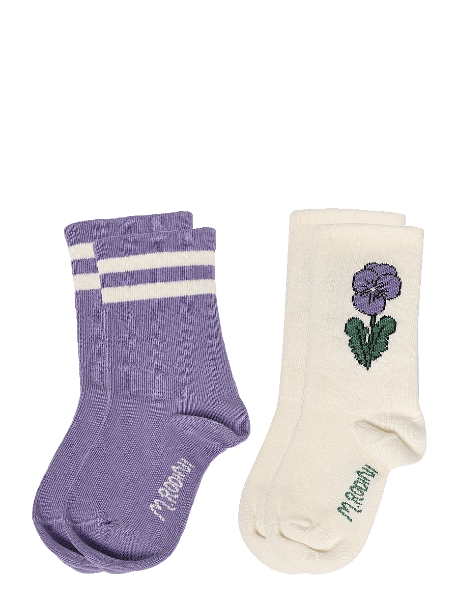 Mini Rodini - Viola stripe 2-pack socks - strümpfe - multi - 0