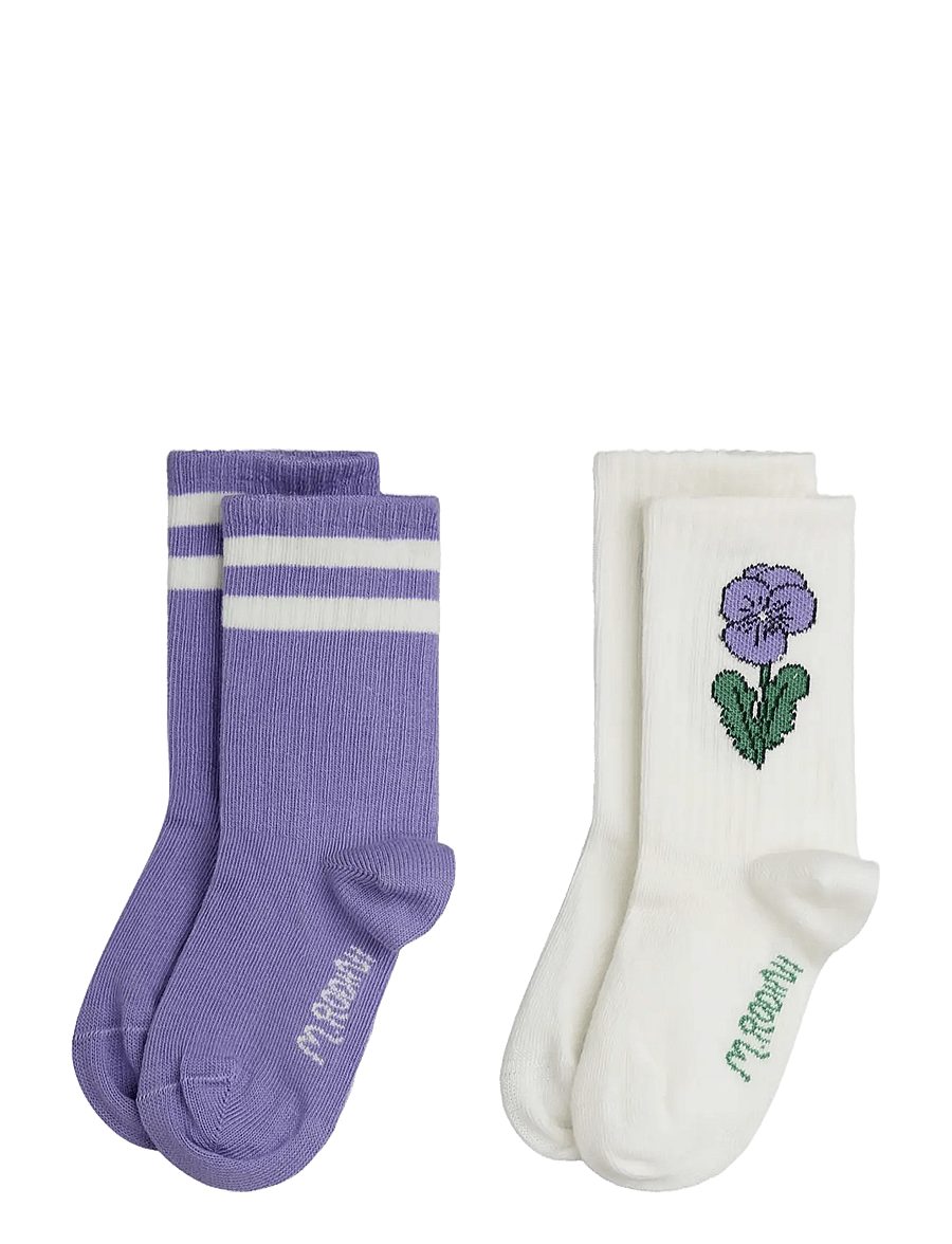 Mini Rodini - Viola stripe 2-pack socks - sokid - multi - 0