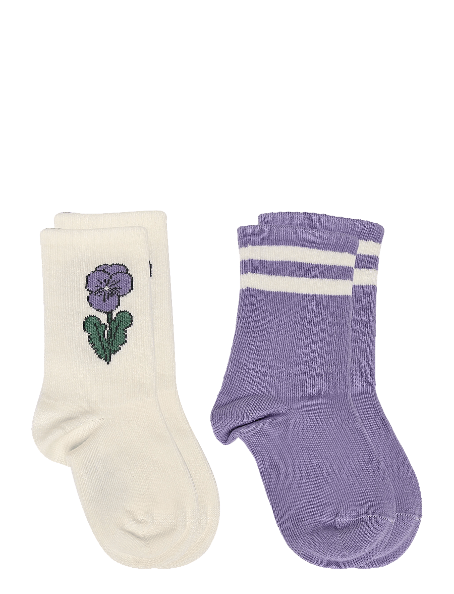 Mini Rodini - Viola stripe 2-pack socks - strumpor - multi - 1