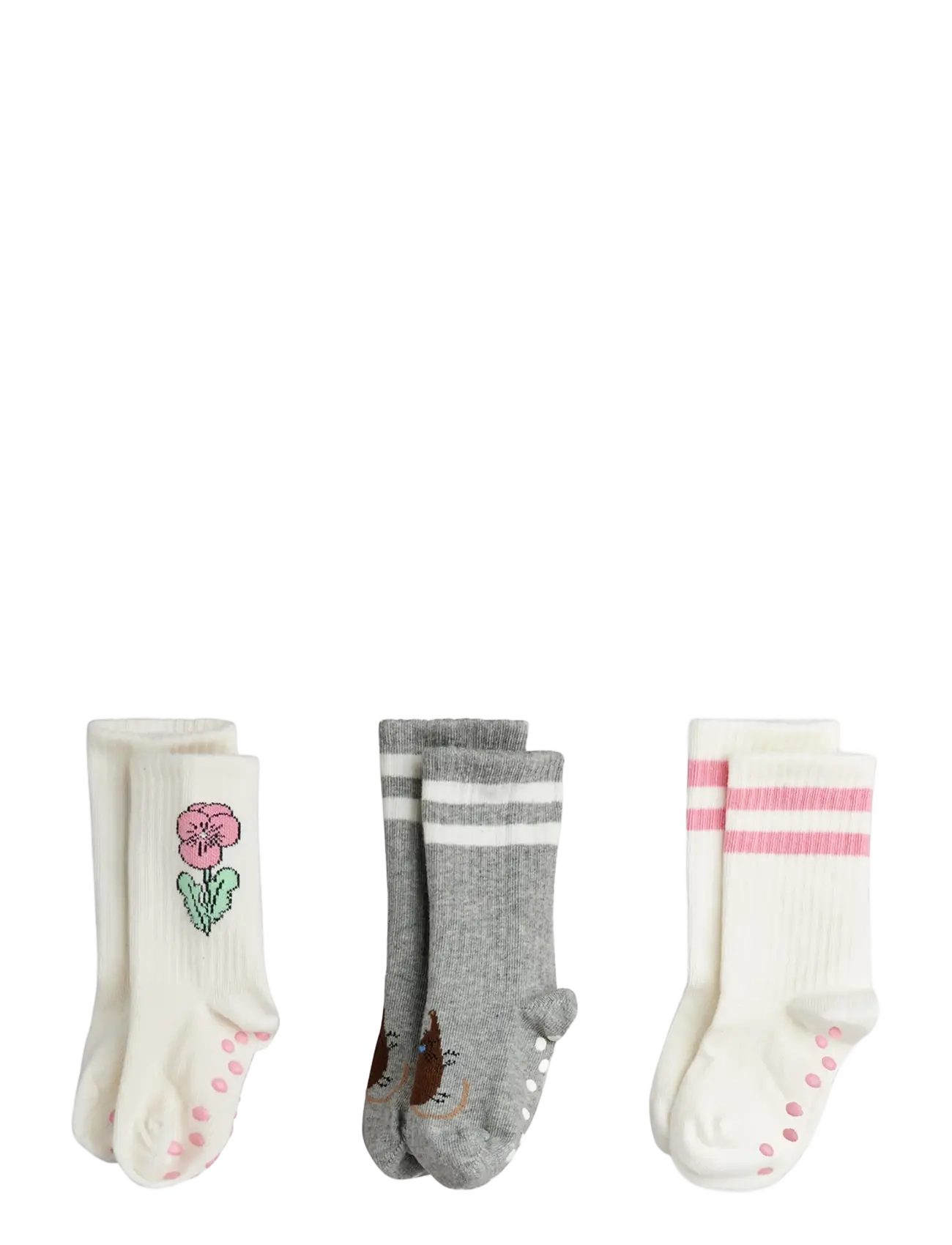 Mini Rodini Elephant Shrew 3-Pack Anti-Slip Socks, 24/27, Socken & Strumpfhosen, Mehrfarbig/gemustert - Non-slip Kinder