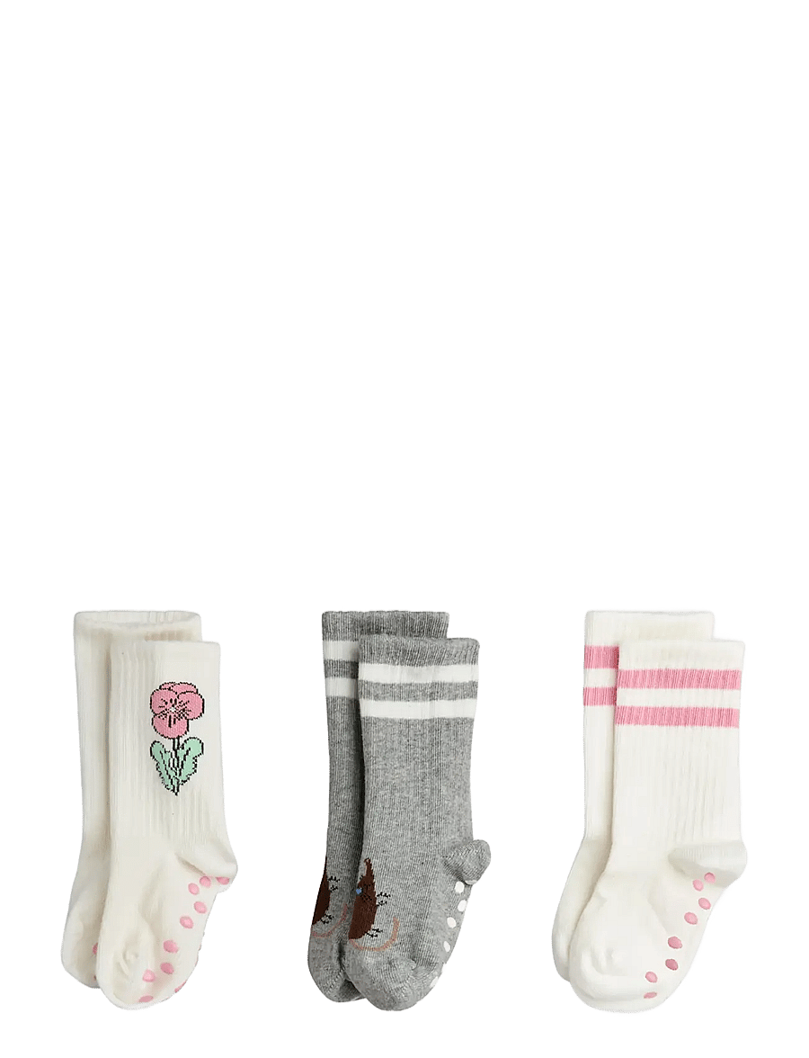 Mini Rodini - Elephant shrew 3-pack anti-slip socks - skridsikre sokker - multi - 0