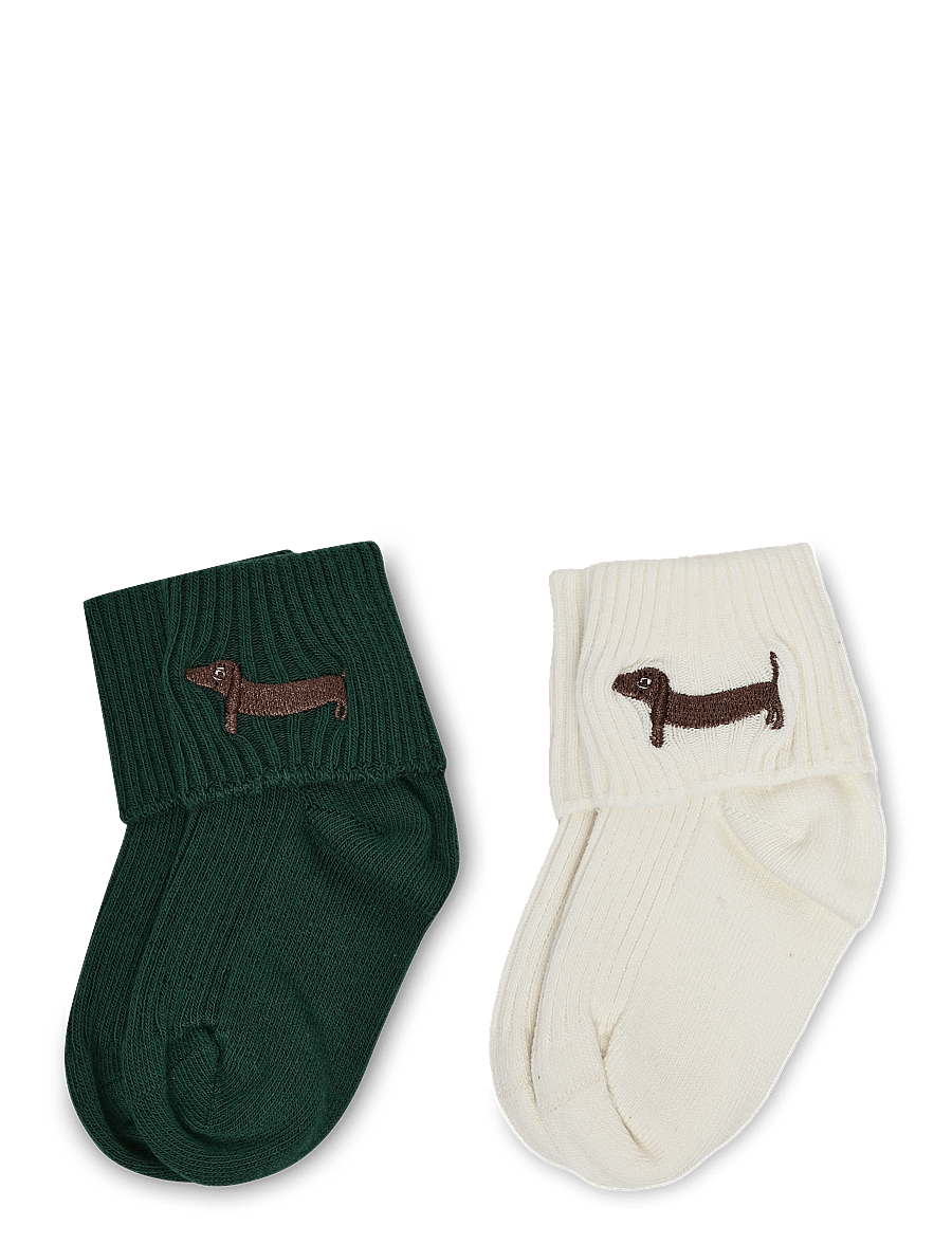 Mini Rodini - Dog emb 2-pack ribbed baby socks - beebisokid - multi - 0