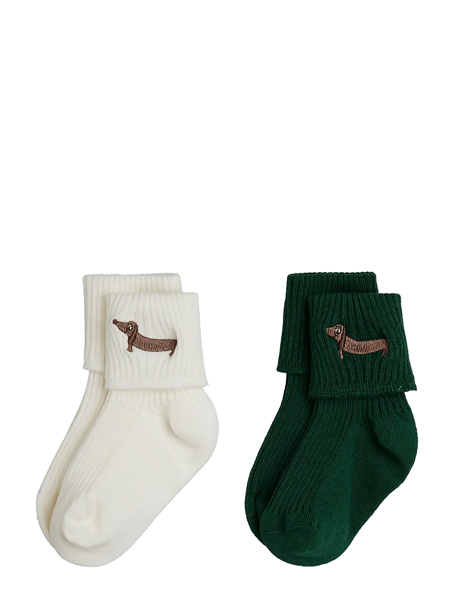 Mini Rodini - Dog emb 2-pack ribbed baby socks - beebisokid - multi - 0