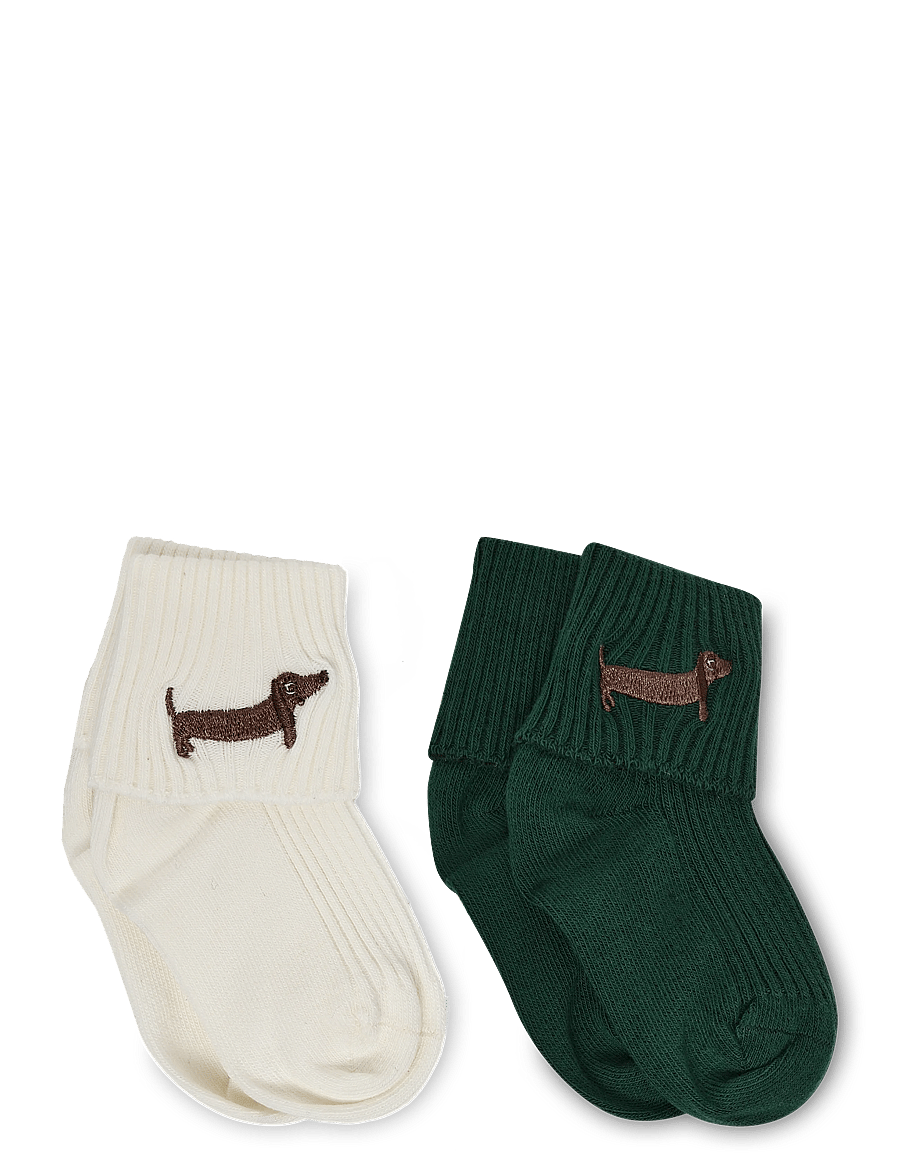 Mini Rodini - Dog emb 2-pack ribbed baby socks - beebisokid - multi - 1