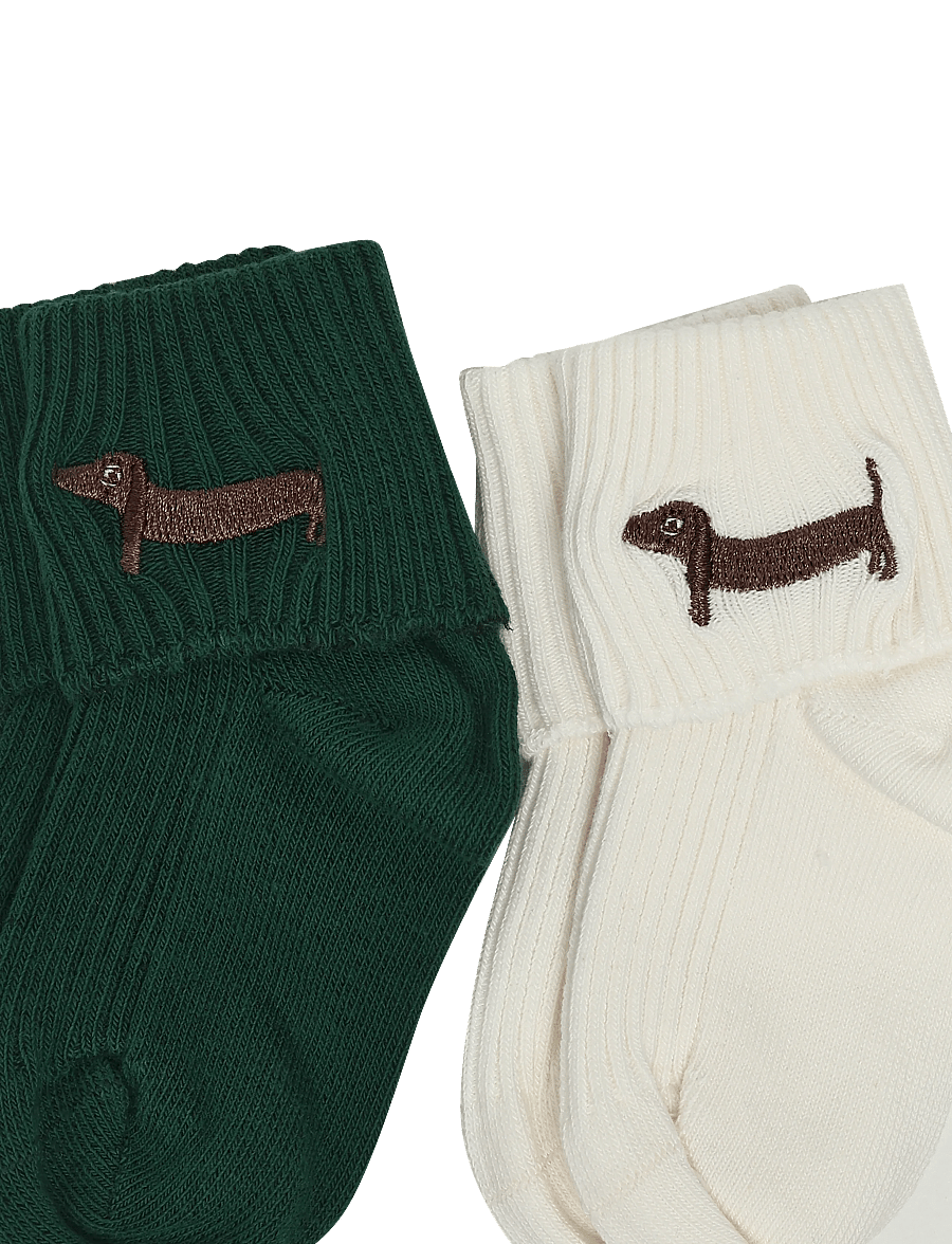 Mini Rodini - Dog emb 2-pack ribbed baby socks - beebisokid - multi - 2