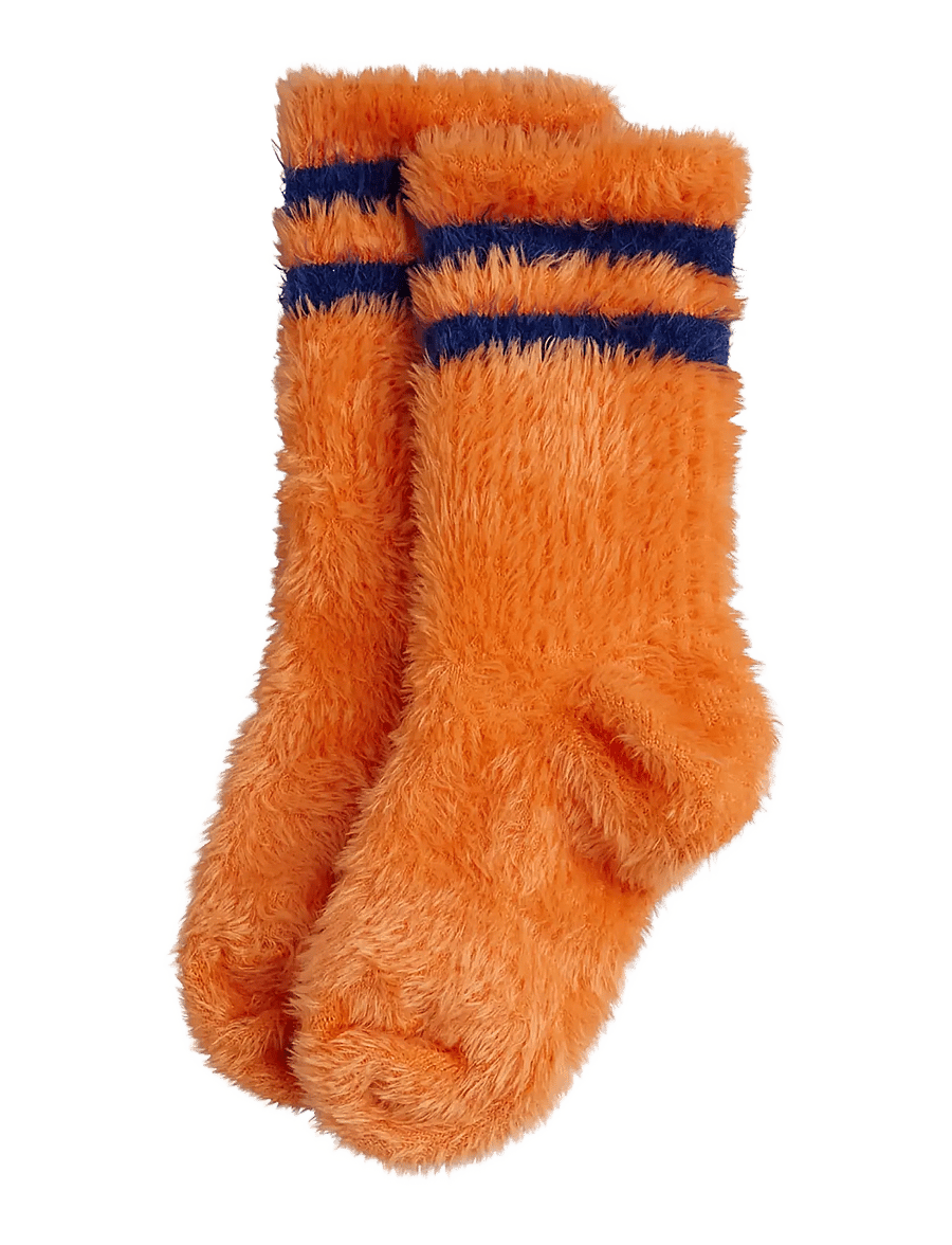 Mini Rodini - Stripe fluffy 1-pack socks - beebisokid - orange - 0