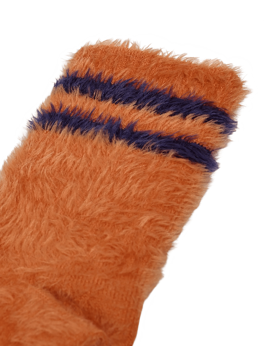 Mini Rodini - Stripe fluffy 1-pack socks - beebisokid - orange - 2