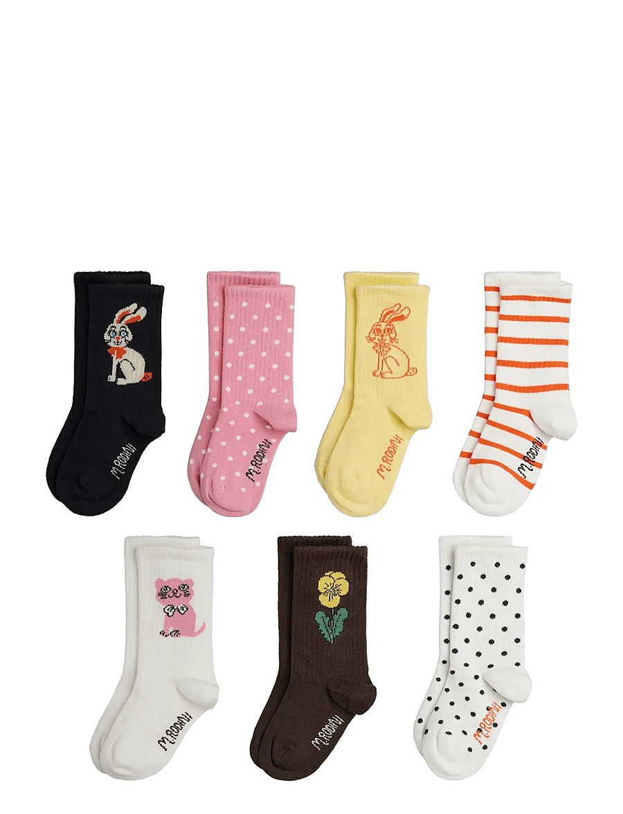 Mini Rodini - Rabbit 7-pack socks - sokid - multi - 0