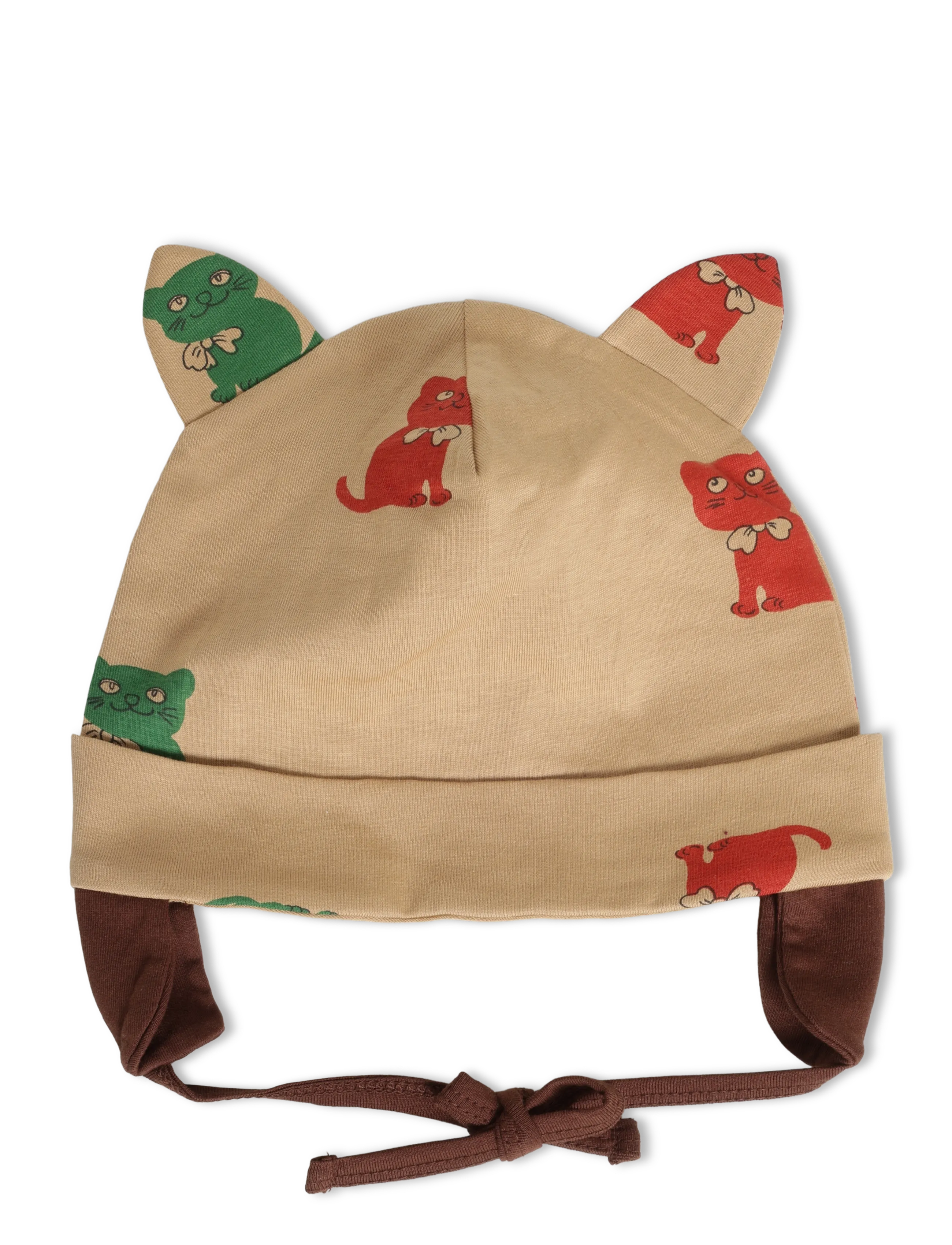 Mini Rodini Kittens aop cat ear baby hat - Mütsid - BEIGE / beige