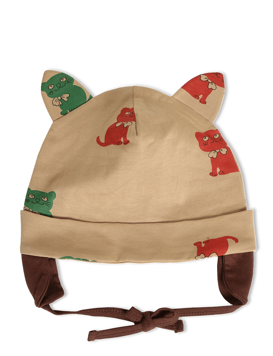 Mini Rodini - Kittens aop cat ear baby hat - babymützen - beige - 0