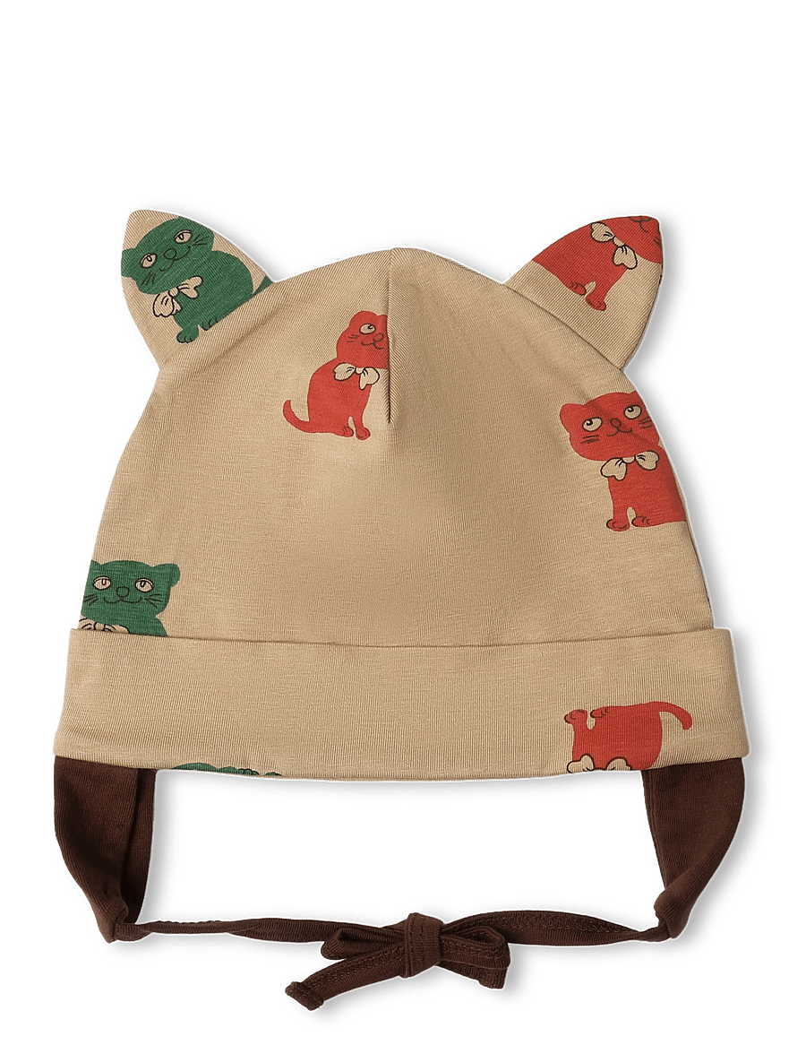 Mini Rodini - Kittens aop cat ear baby hat - babymützen - beige - 1