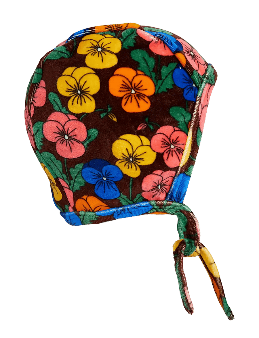 Mini Rodini - Violas aop velour baby helmet - babyhuer - multi - 0