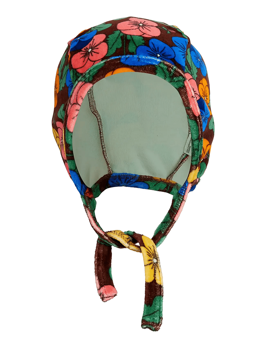 Mini Rodini - Violas aop velour baby helmet - babyhuer - multi - 1