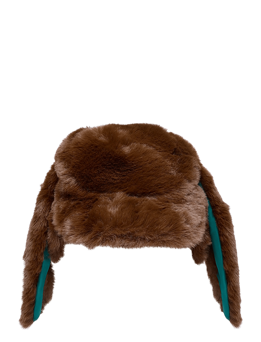 Mini Rodini - Rabbit ear faux fur cap - vintermössor - brown - 0