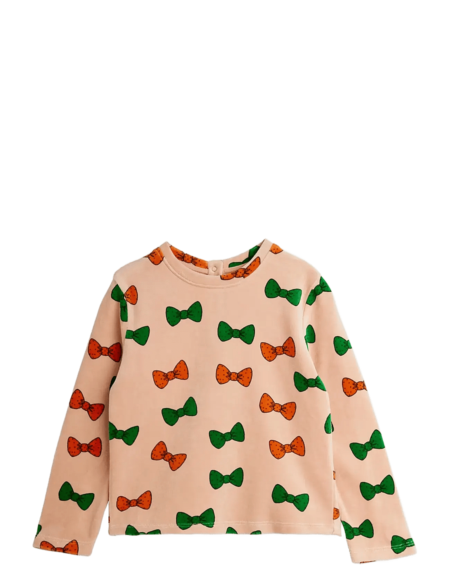 Mini Rodini - Bows aop velour top - langärmelig - pink - 0