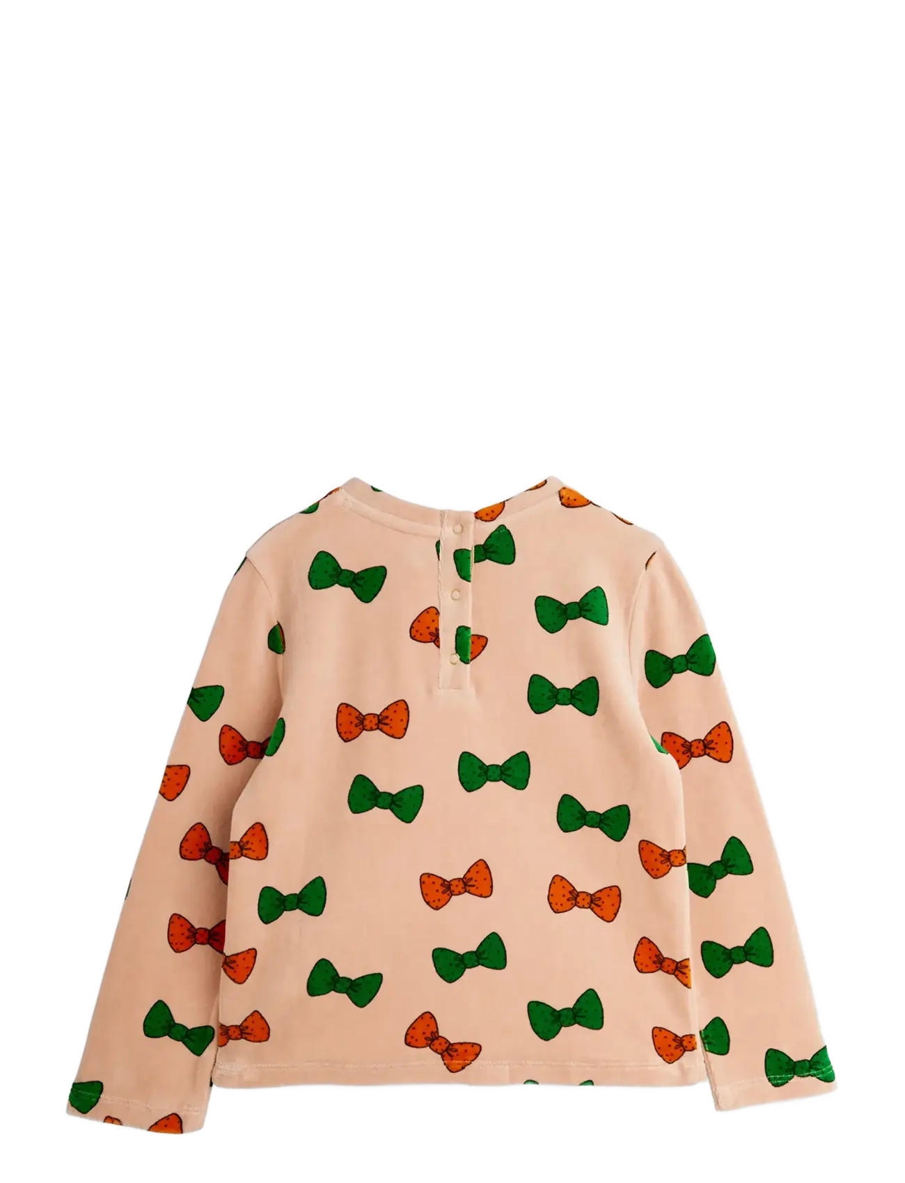 Mini Rodini - Bows aop velour top - langärmelig - pink - 1