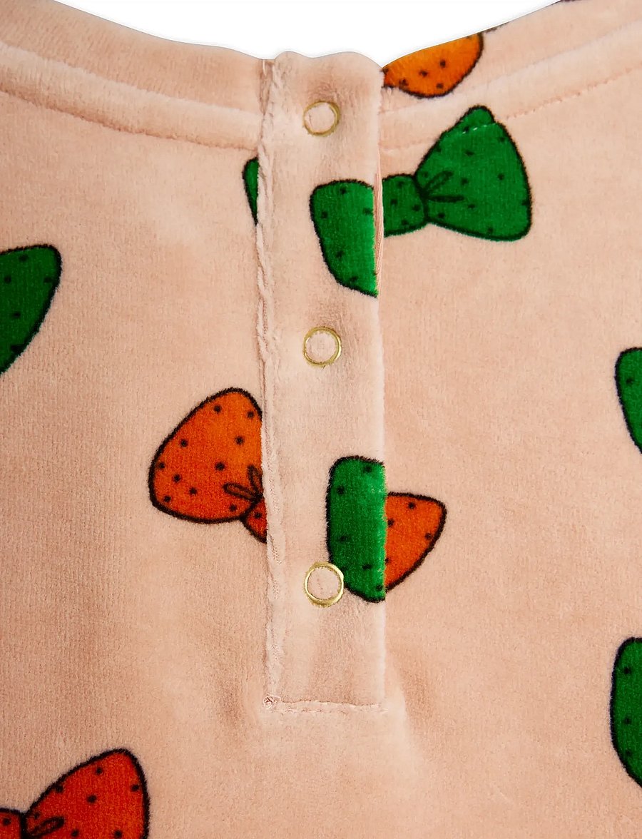 Mini Rodini - Bows aop velour top - langärmelig - pink - 2