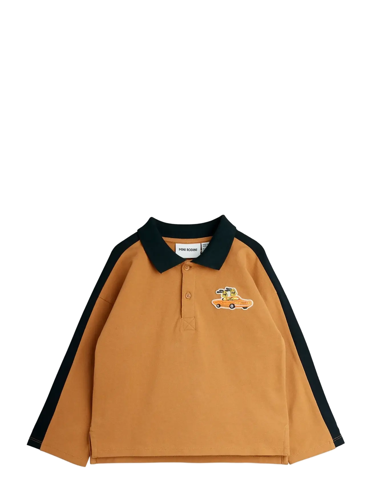 Mini Rodini - Racing rabbits pique ls top - long-sleeved polos - brown - 1