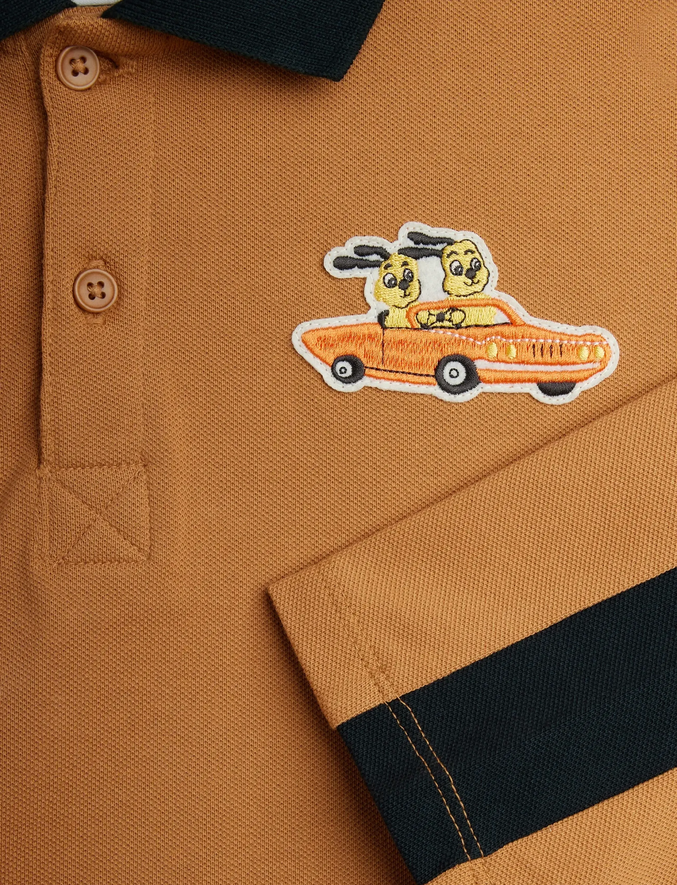 Mini Rodini - Racing rabbits pique ls top - long-sleeved polos - brown - 3