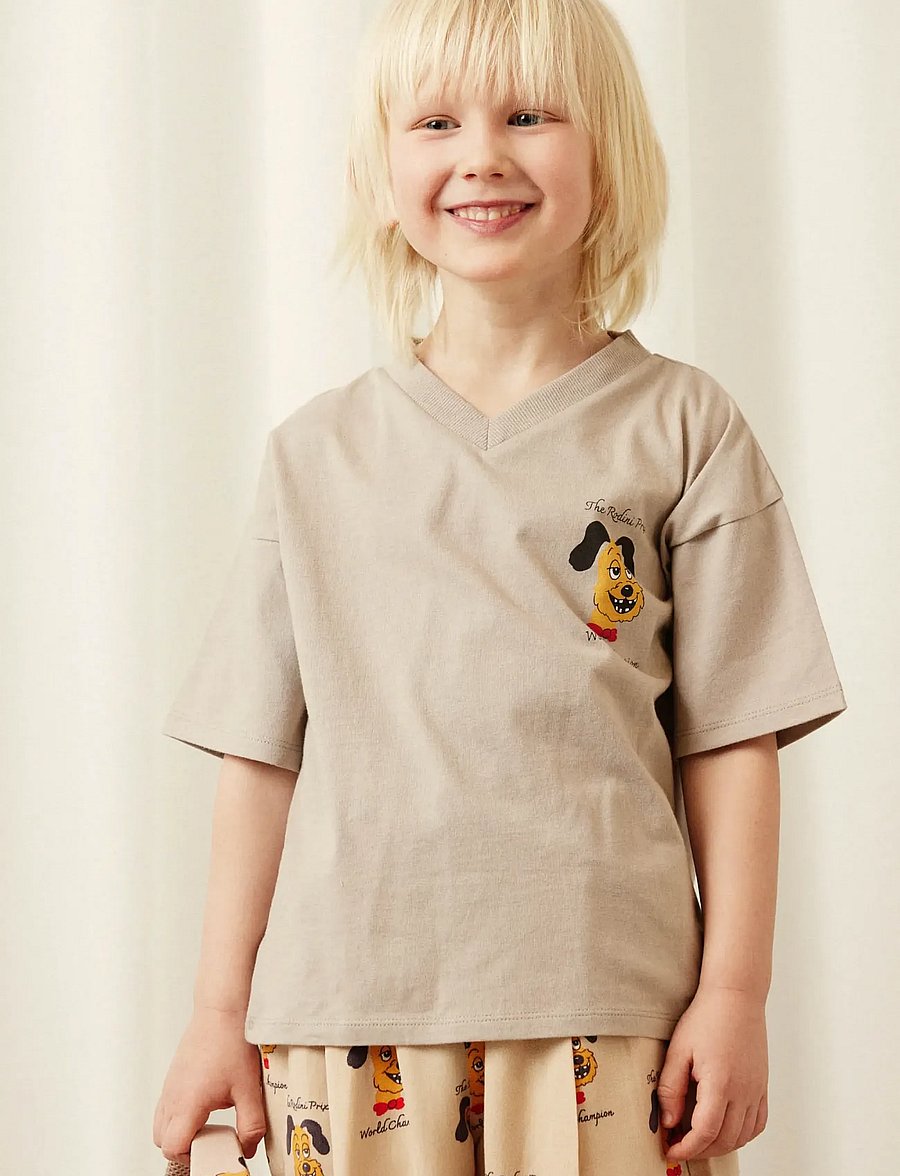 Mini Rodini - Rodini prix v-neck sp ss tee - kurzärmelige - grey - 0