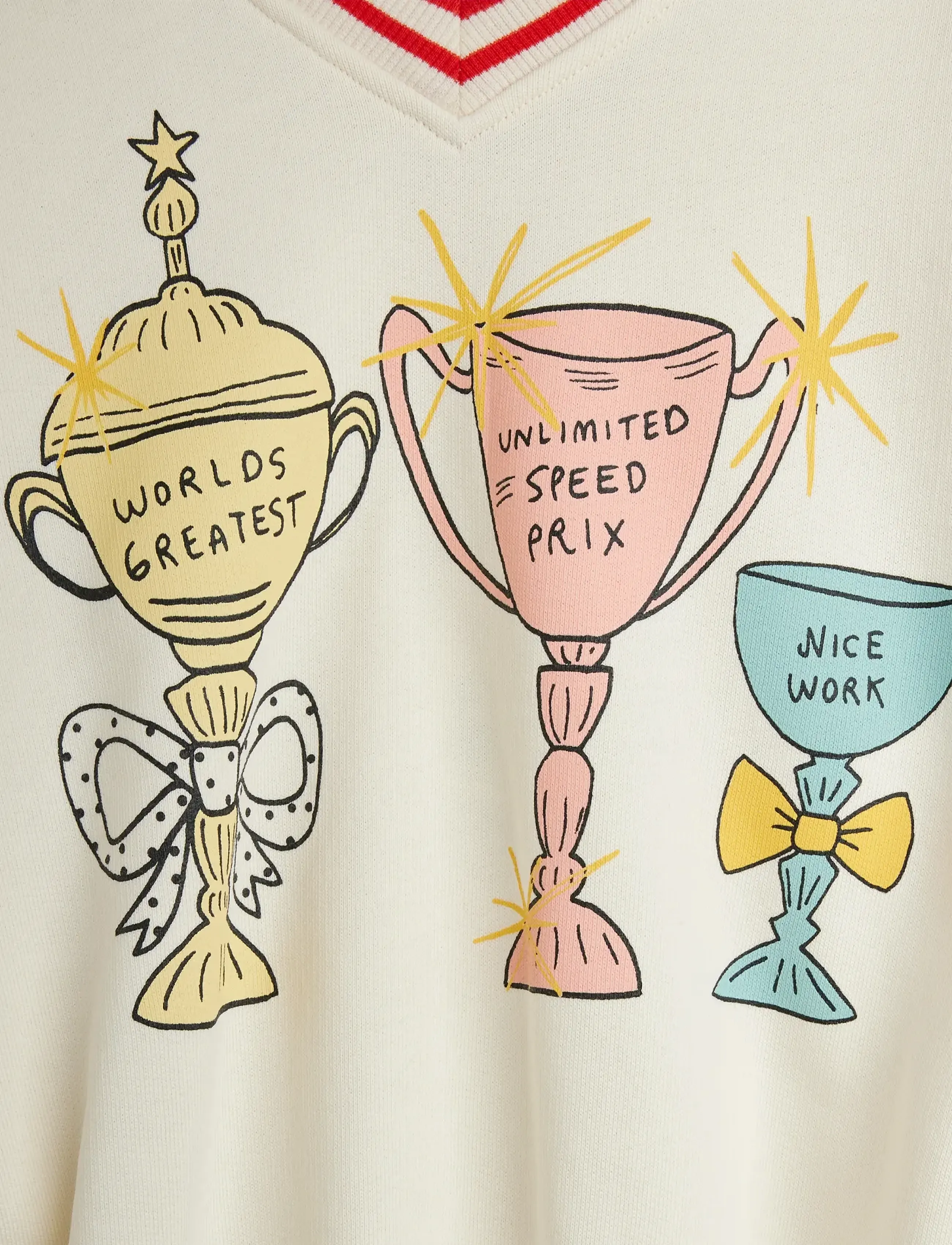 Mini Rodini - Trophies sp v-neck sweatshirt - sweatshirts - white - 3